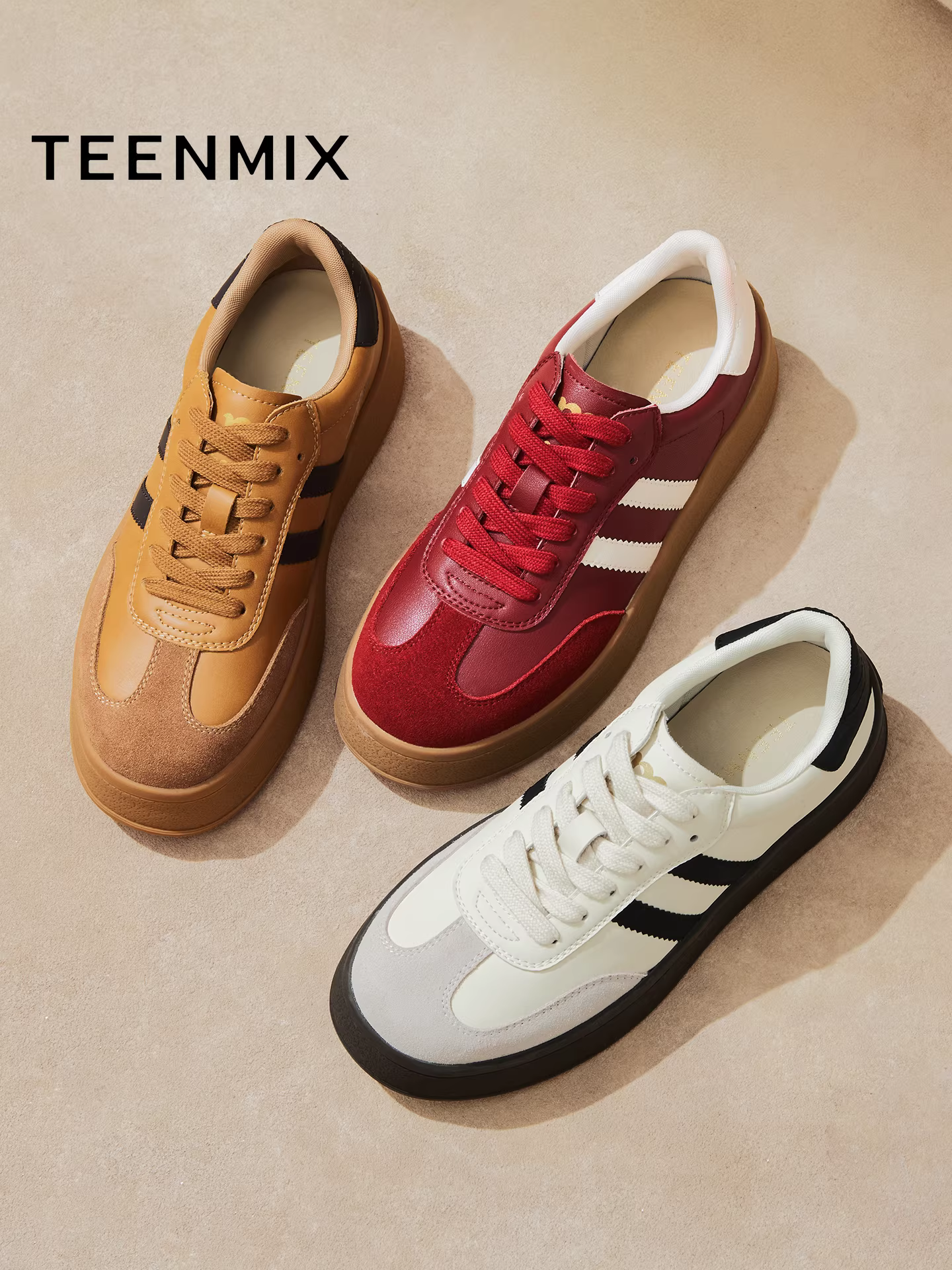 Giày tập Agande đế dày tăng chiều cao kiểu cổ điển Tianmeiyi, giày thể thao, giày trắng thường ngày nữ, mẫu mới thu đông 2025.