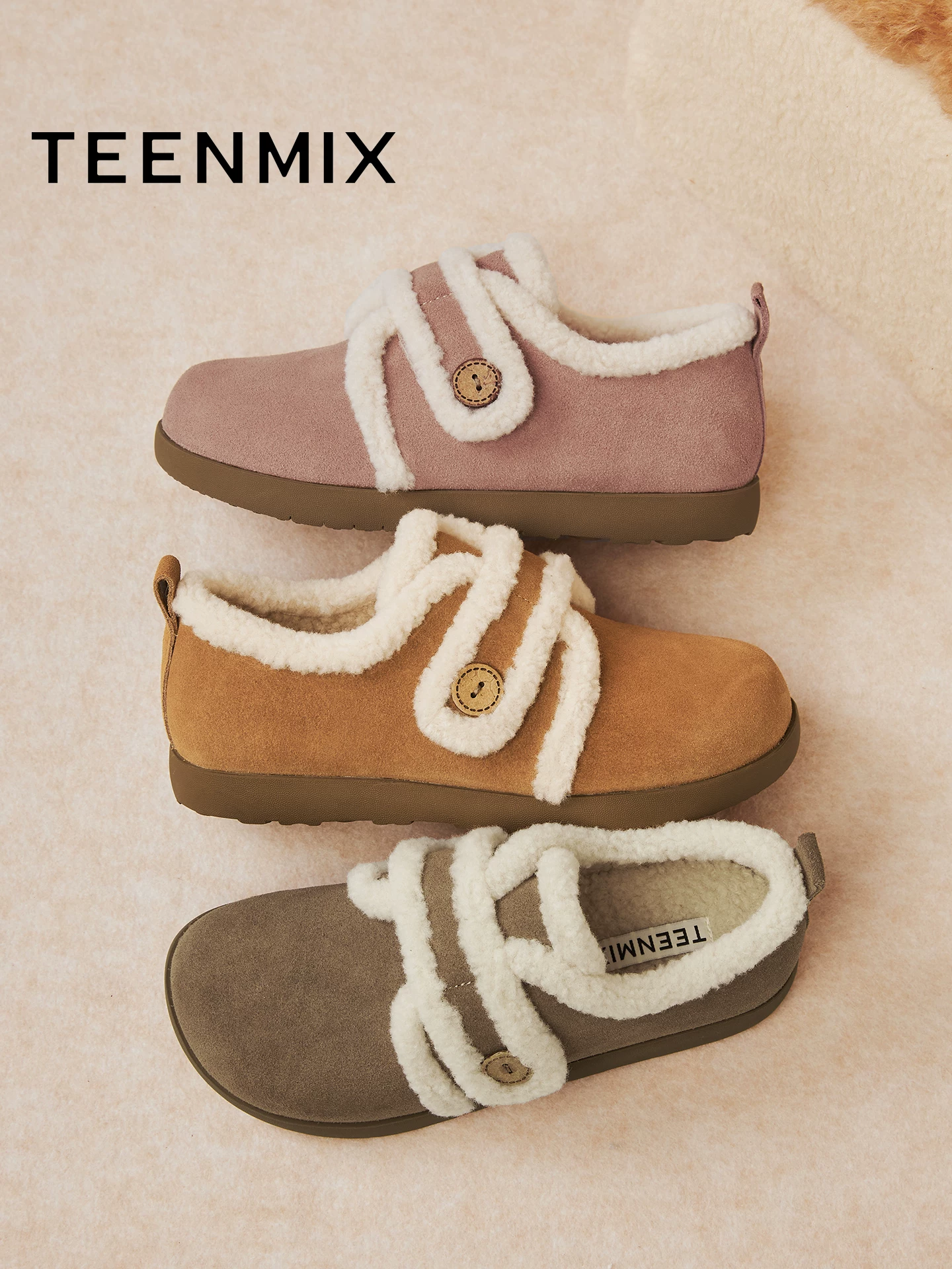 Giày bốt lông cừu dày đế cao cổ điển Tianmeiyi, giày bông nữ, bốt ngắn mùa đông 2025 mẫu mới BM131DM5