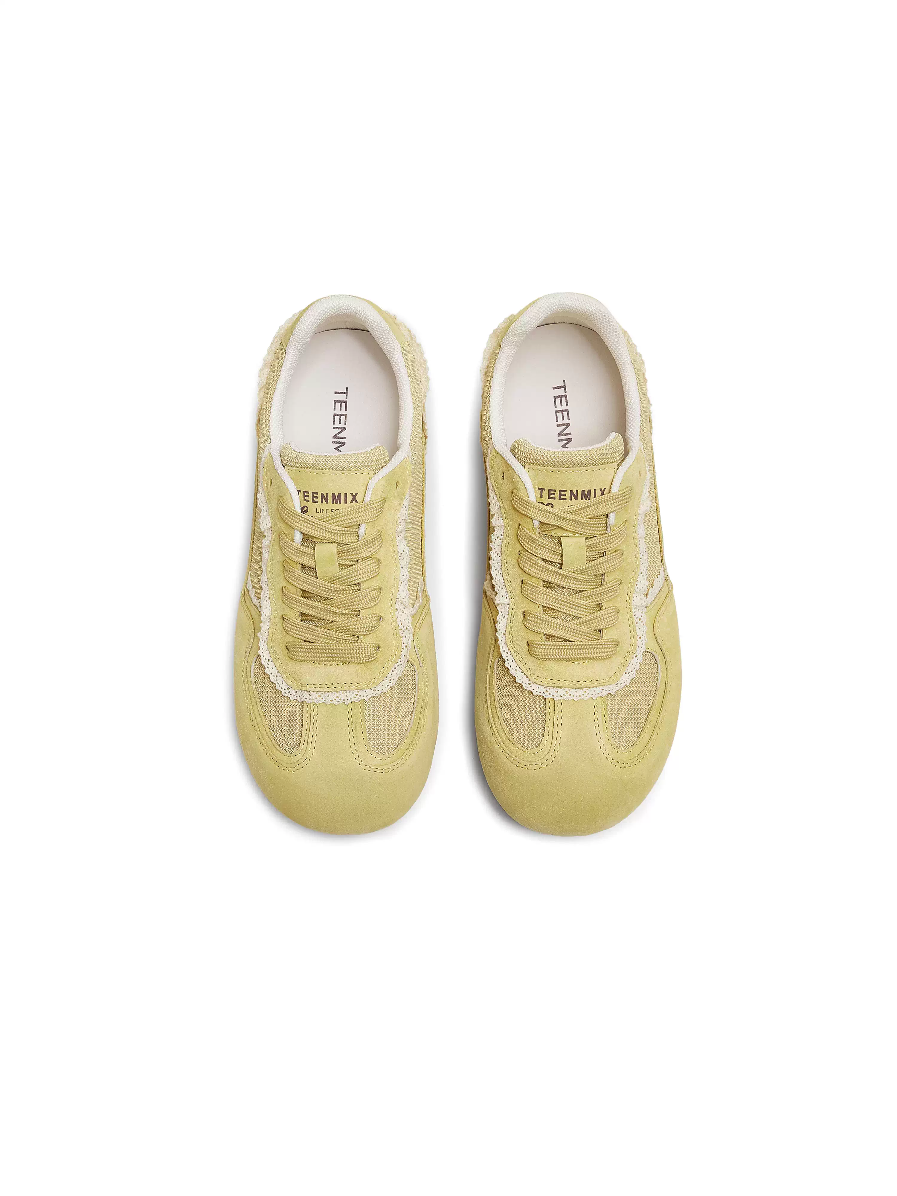 Giày thể thao nữ Tianmeiyi tăng chiều cao kiểu retro màu vàng Agande, giày thể thao thường ngày, mẫu mới thu 2025, mã KG127CM5