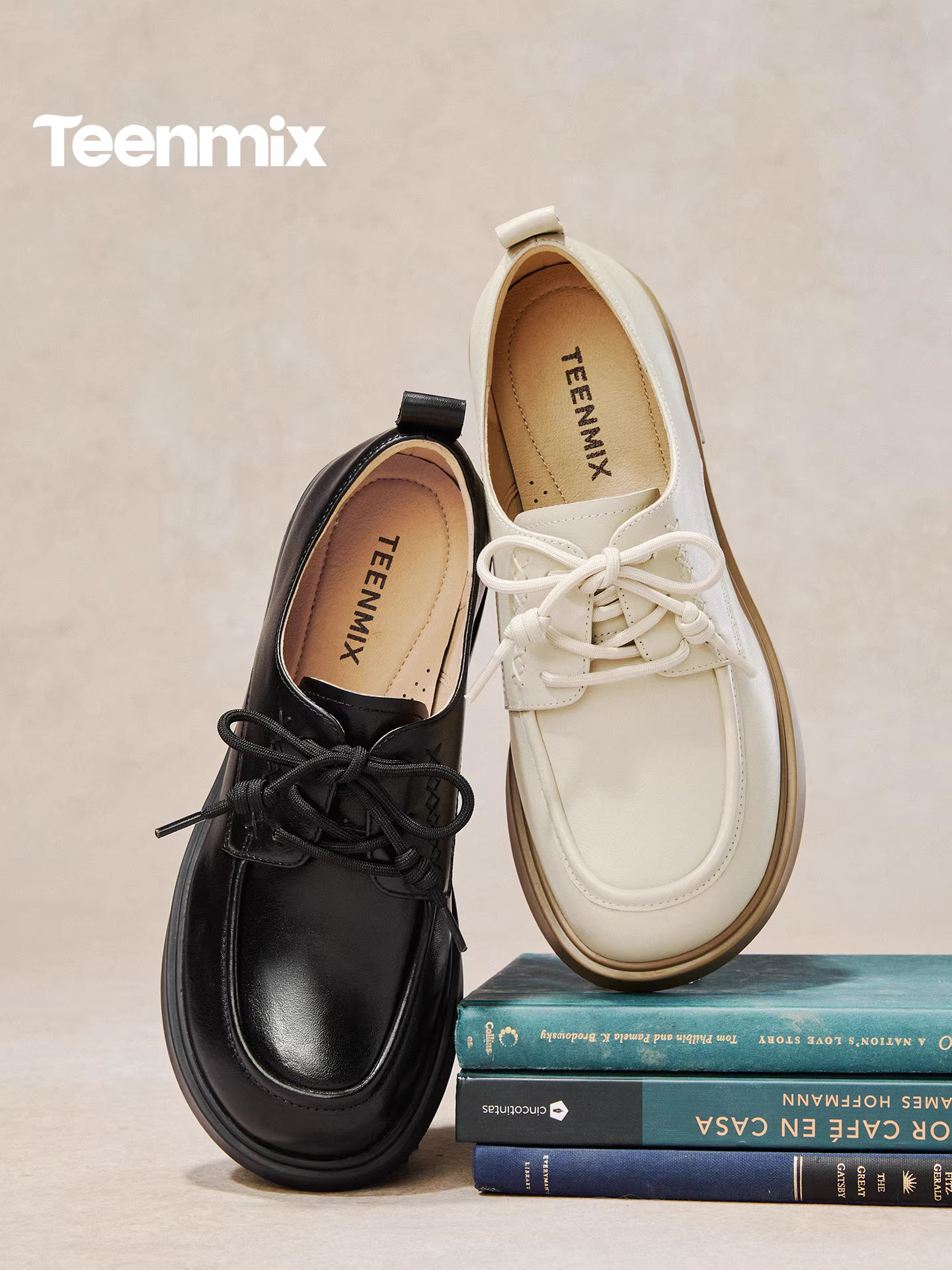 Giày đế mềm kiểu Anh có dây buộc kiểu cổ điển Tianmeiyi giày đế bằng nữ mùa xuân 2026 mẫu mới COY49AM6