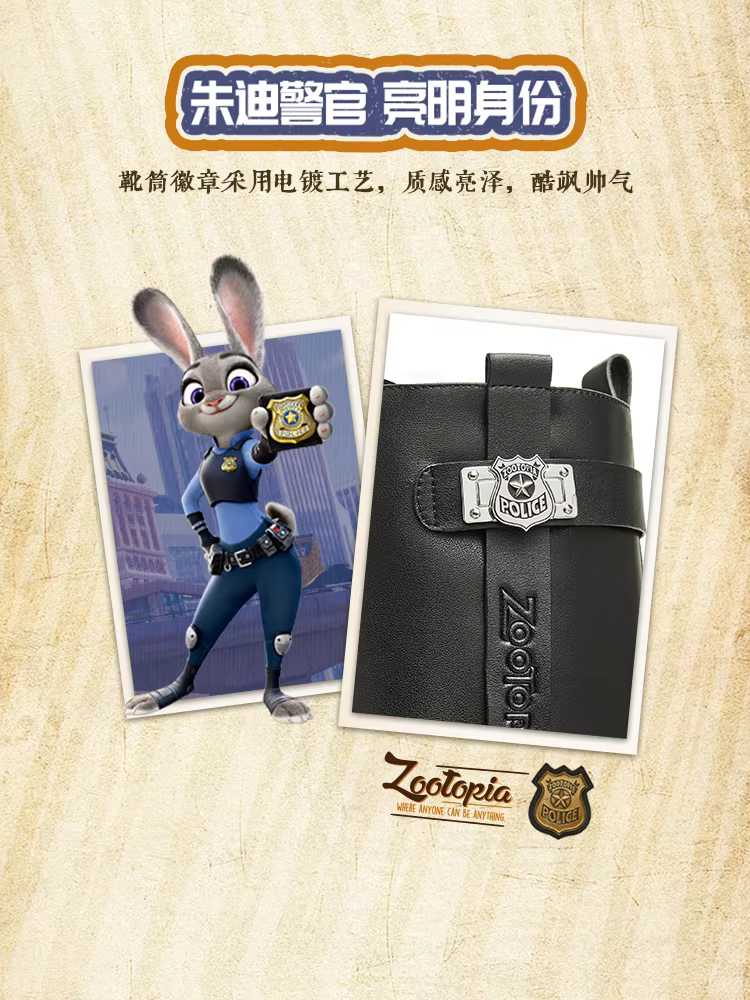 Tianmeiyi Zootopia Hợp tác Giày bốt hiệp sĩ lót lông cừu Giày bốt dài Giày nữ Giày bốt thời trang ống cao Mùa đông phong cách mới