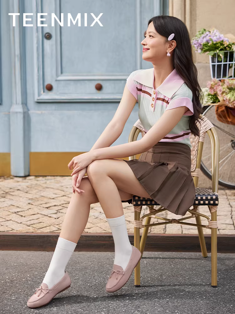 Tianmeiyi Giày lười kiểu Anh giản dị giày đế bằng nữ retro giày đơn giày da nhỏ mùa xuân mẫu mới CRY04AA5