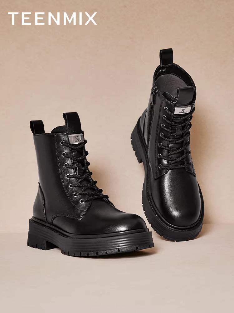 Giày bốt Martin đế dày lót lông cừu phong cách Anh cổ điển Tianmeiyi dành cho nữ, bốt da ngắn thông thường, mẫu mùa đông mới CQ942DD4