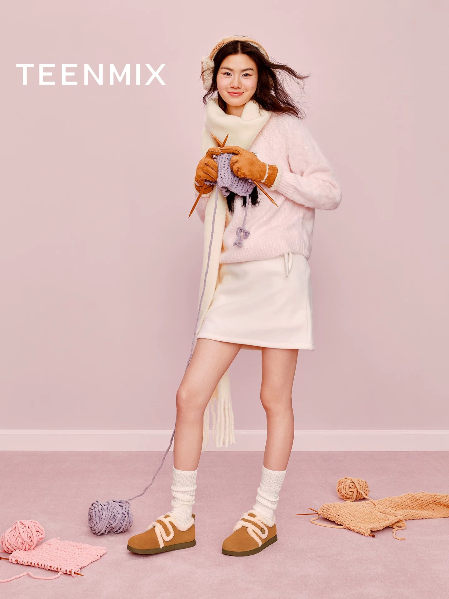 Giày bốt lông cừu dày đế cao cổ điển Tianmeiyi, giày bông nữ, bốt ngắn mùa đông 2025 mẫu mới BM131DM5