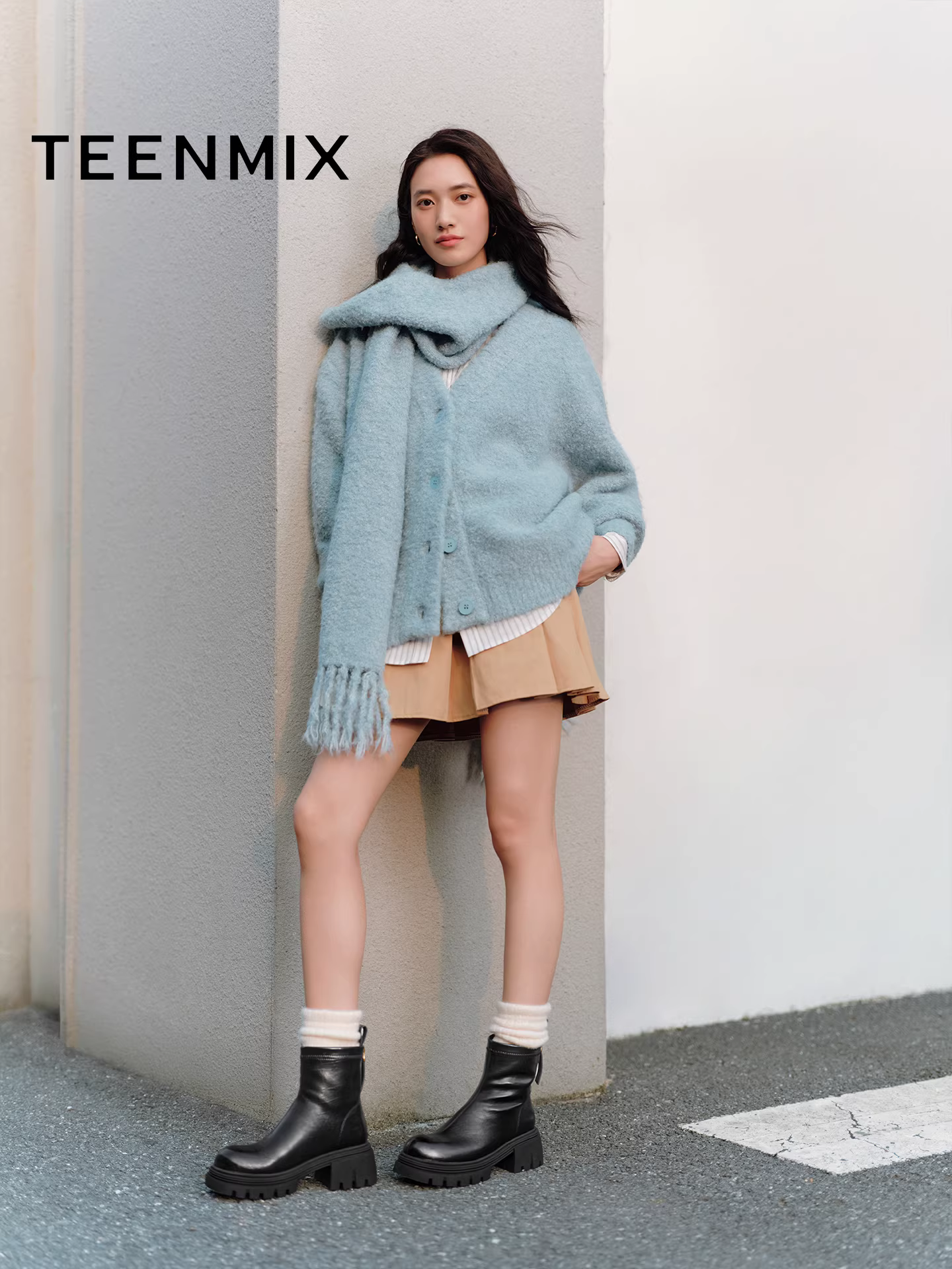 Giày bốt đế dày tăng chiều cao Tianmeiyi có lông cừu Giày bốt ngắn Chelsea Giày bốt cưỡi ngựa nữ Giày bốt dài Giày bốt thời trang mẫu mới 2025