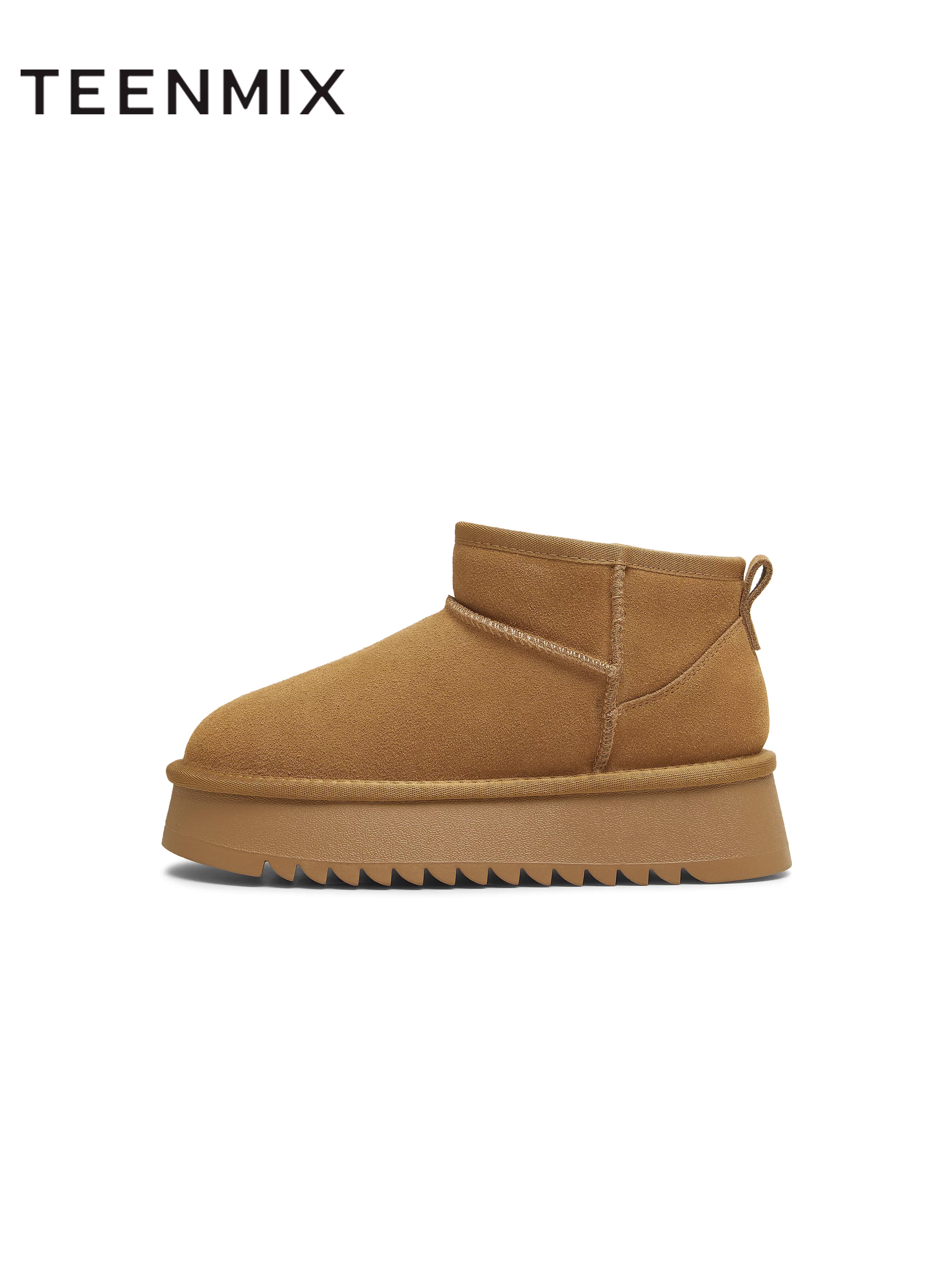 Giày bốt tuyết lót lông cừu đế dày tăng chiều cao Tianmeiyi dành cho nữ, giày bốt ngắn ấm áp, phong cách thường ngày, mẫu mới mùa đông 2025 KXD64DD5