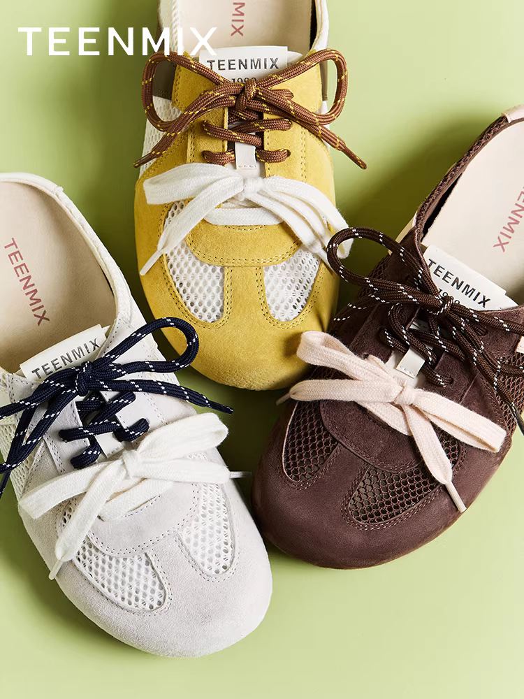 Giày Tianmeiyi Mango màu vàng cổ điển đế dày Agande Giày tập luyện nữ mới Giày thể thao thông thường Giày thể thao mũi kín nửa dép