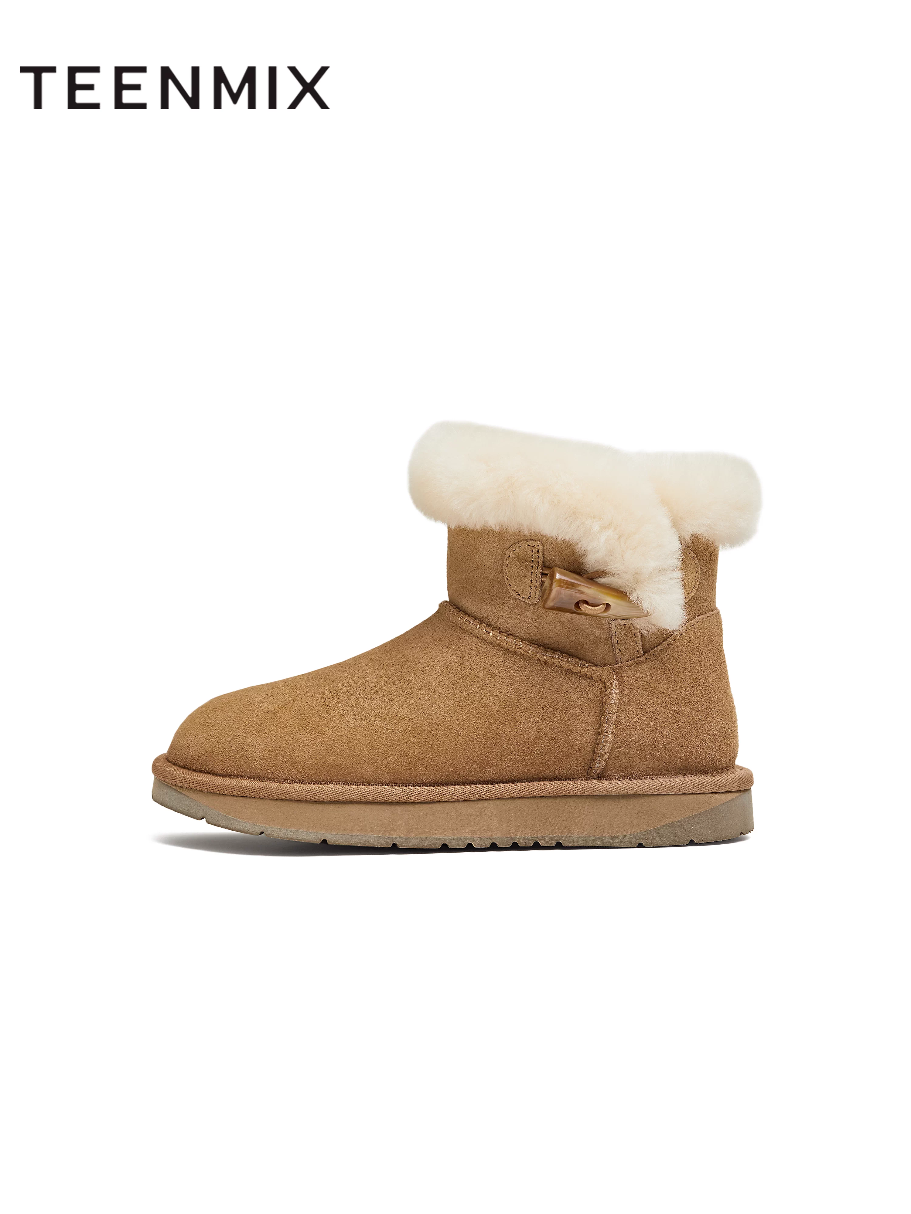 Giày bốt tuyết ấm lót lông cừu đế dày kiểu cổ điển Tianmeiyi, giày bốt ngắn nữ thời trang mùa đông 2025 mẫu mới BM341DD5