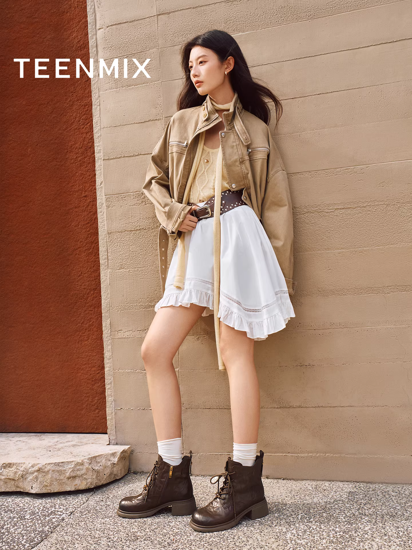 Giày bốt Martin đế dày phong cách Anh Quốc Tianmeiyi Giày bốt nữ có lông cừu bốt ngắn bốt da mùa đông 2025 mẫu mới KDX23DD5