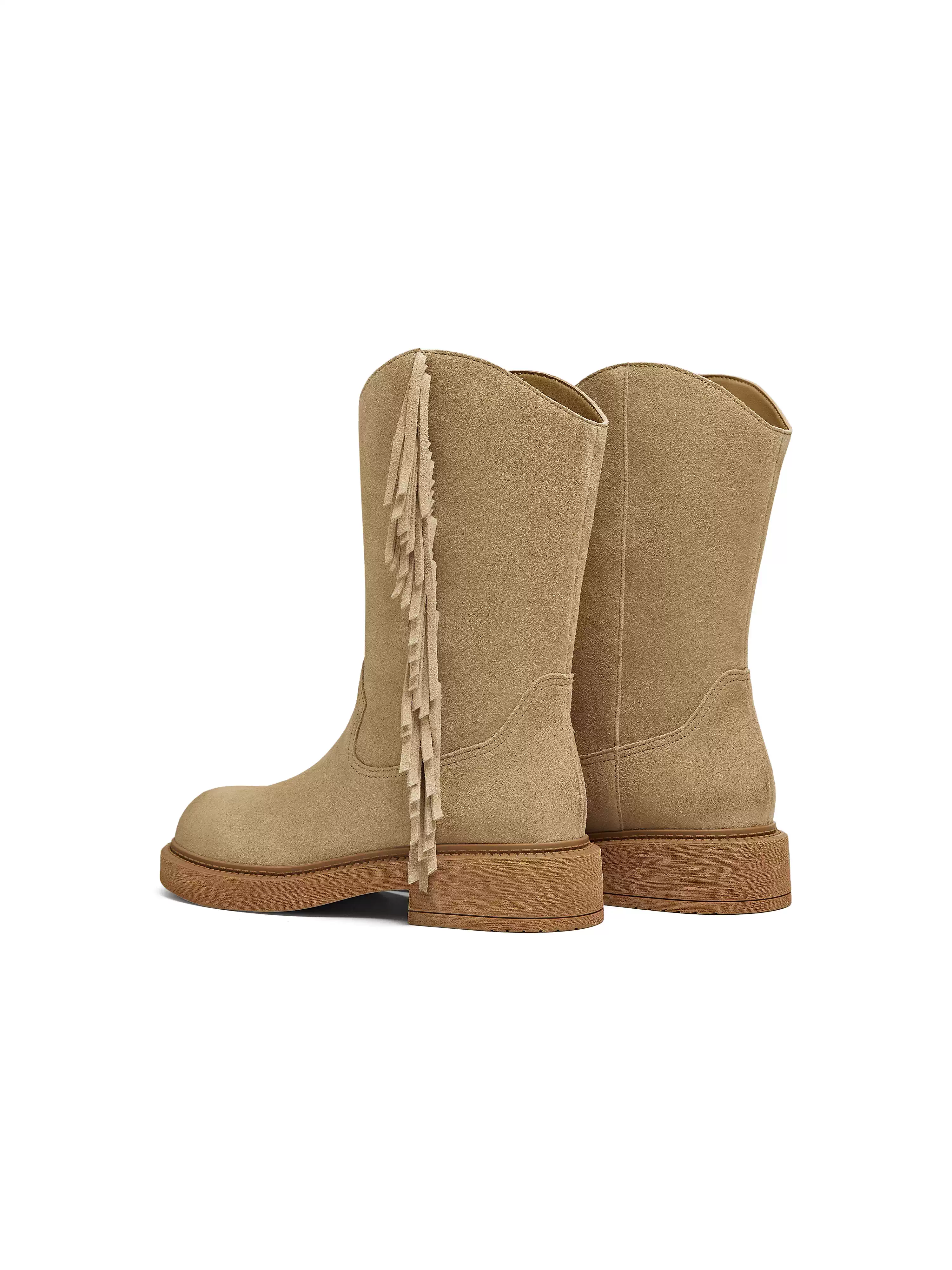 Giày bốt nữ kiểu xưởng tua rua Tianmeiyi, phong cách retro, đế dày, kiểu Tây, thời trang, bốt ngắn, phong cách mùa đông mới 2025