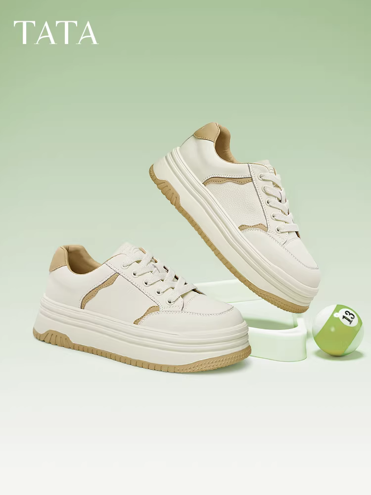 TATA Giày thể thao đế dày màu trắng Giày nữ mùa xuân mới Giày thể thao thoáng khí Giày thường ngày cho nữ DWBX8AM5