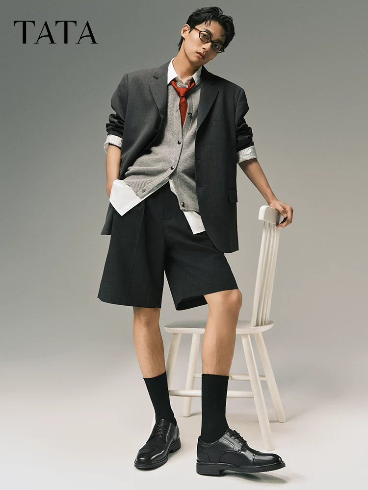 Giày da công sở nam TATA da thật giày cưới chú rể giày derby mùa xuân 2025 mới 210A2AM5