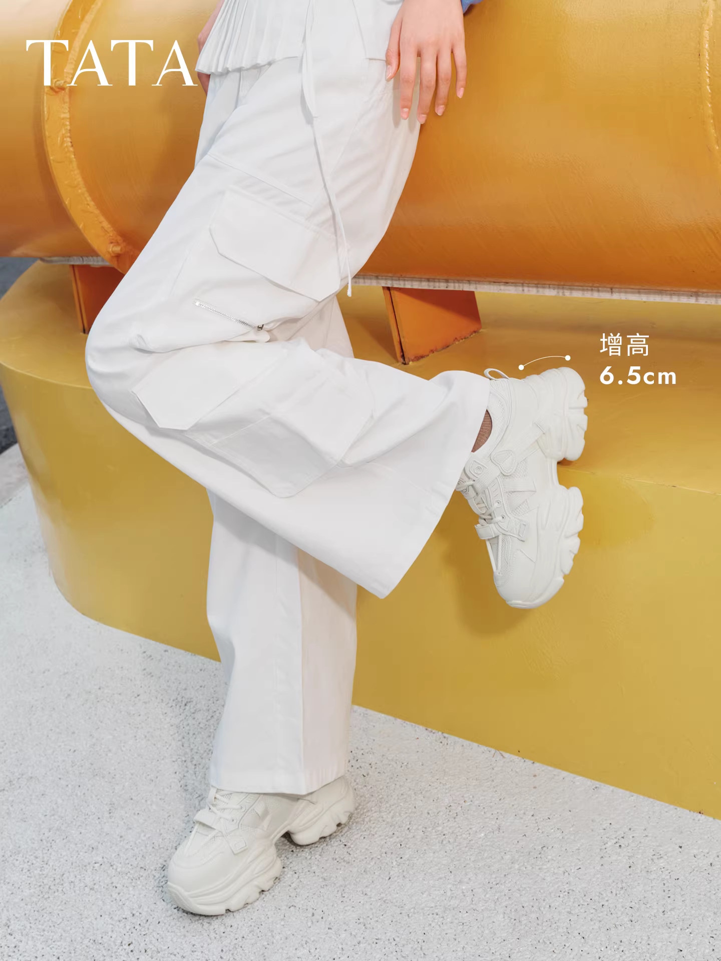 Giày nữ TATA bố giày thể thao lưới thoáng khí mới giày thể thao lót lông cừu giày tăng chiều cao thông thường CY205CM5