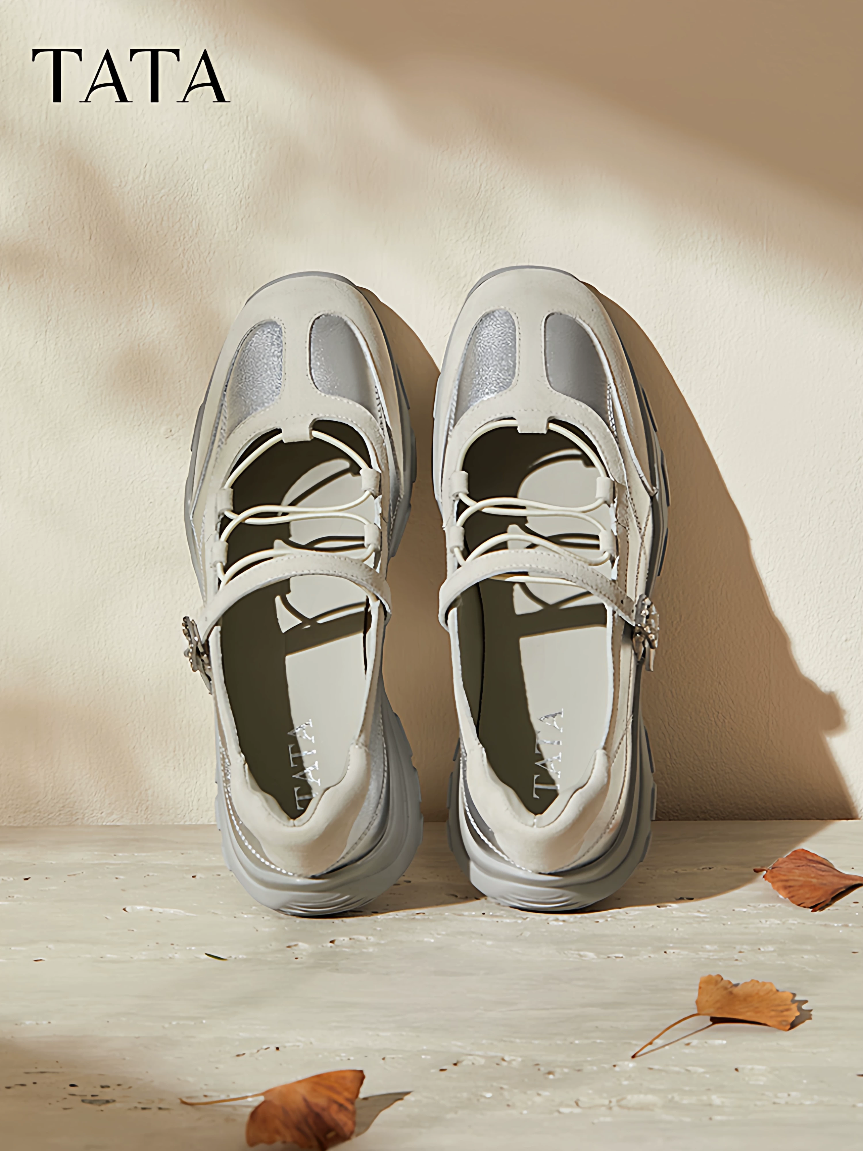 Giày Nữ TATA 2025 Thể Thao Mary Jane Giày Mùa Đông Giày Thường Đa Năng Da Thật Chính Hãng Da Giày Ballet CWS01CQ5