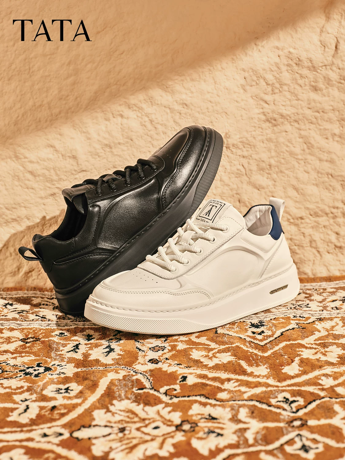 Giày nam TATA 2025 mùa đông mới đa năng màu trắng giày thể thao thông thường giày thể thao hợp thời trang QHR01CM5