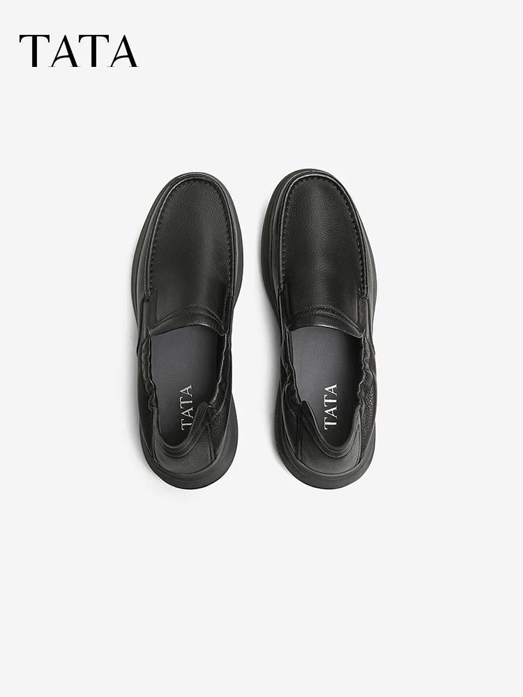 Giày da nam TATA, kiểu dáng lịch sự, dễ mang, đế mềm, da thật, kiểu giày bố, mẫu mới xuân 2025 VLN01AM5
