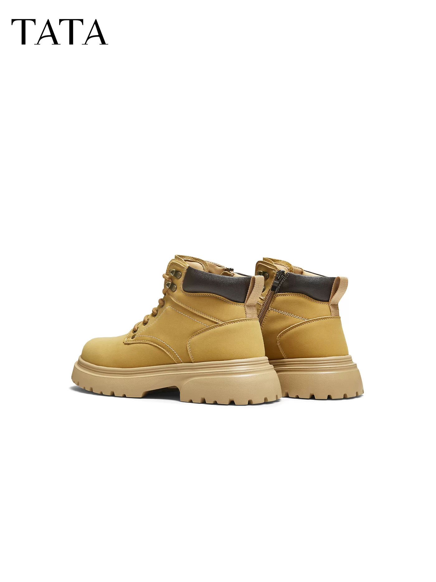 Giày Bốt Nam TATA 2025 Giày Bốt Màu Vàng Mùa Đông Đa Năng Giày Nam Công Sở Mới Giày Bốt Công Sở VPQ01DD5