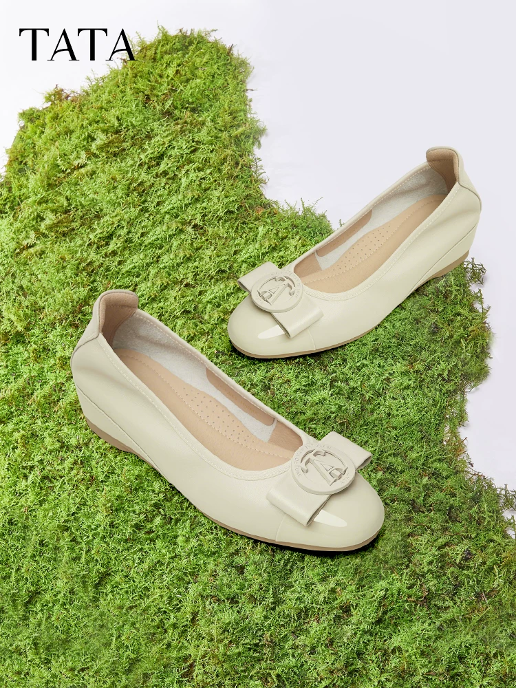 Giày cao gót kiểu Pháp thanh lịch TATA dành cho nữ, giày bệt đi làm, mẫu xuân mới XMN01AQ5