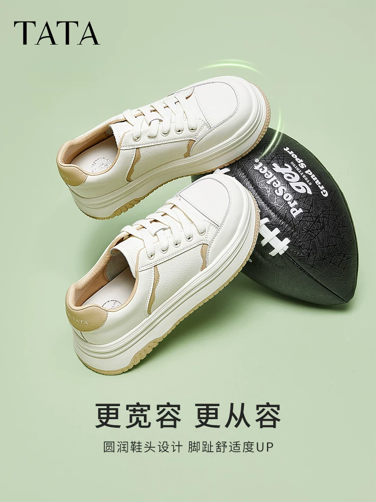TATA Giày thể thao đế dày màu trắng Giày nữ mùa xuân mới Giày thể thao thoáng khí Giày thường ngày cho nữ DWBX8AM5