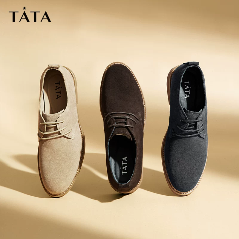 Giày da nam Tata kiểu Anh, phong cách retro, màu trơn, giày bố, mẫu mới mùa đông 2024 VEI01DM3