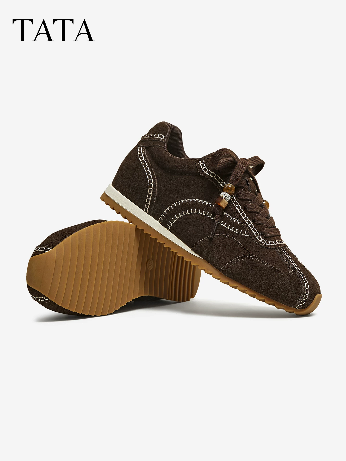 Giày TATA He Ta Dexun 2025 Mùa Đông Mới Đế Dày Forrest Gump Giày Nữ Thoáng Khí Giày Thể Thao Thông Thường GXT01AM6