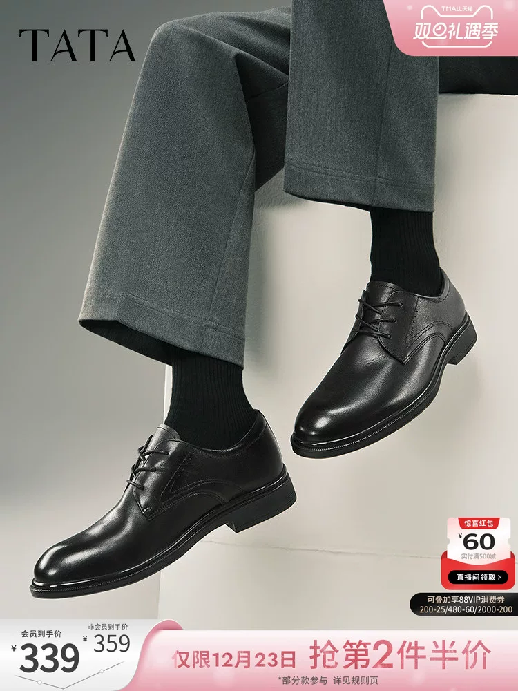 Giày tây nam TATA, giày da công sở chính hãng, giày cưới chú rể, mẫu mới 2025 210A1AM5