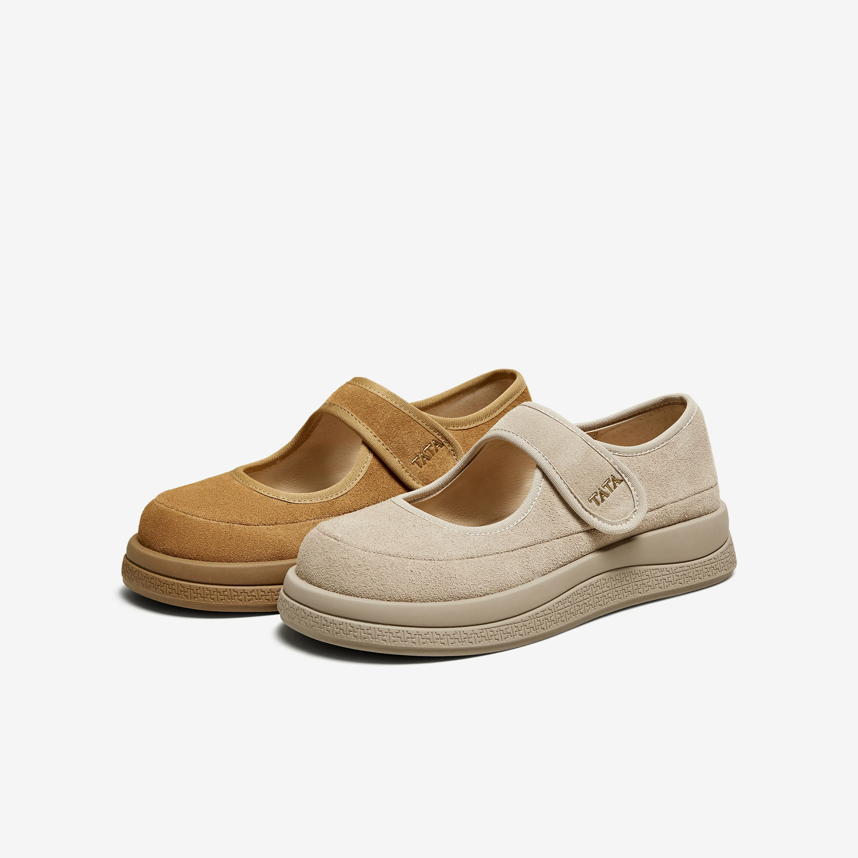 Giày nữ TATA 2025 mùa đông mới kiểu retro đế dày Mary Jane giày thấp cổ phong cách Birkenstock YPF02CQ5