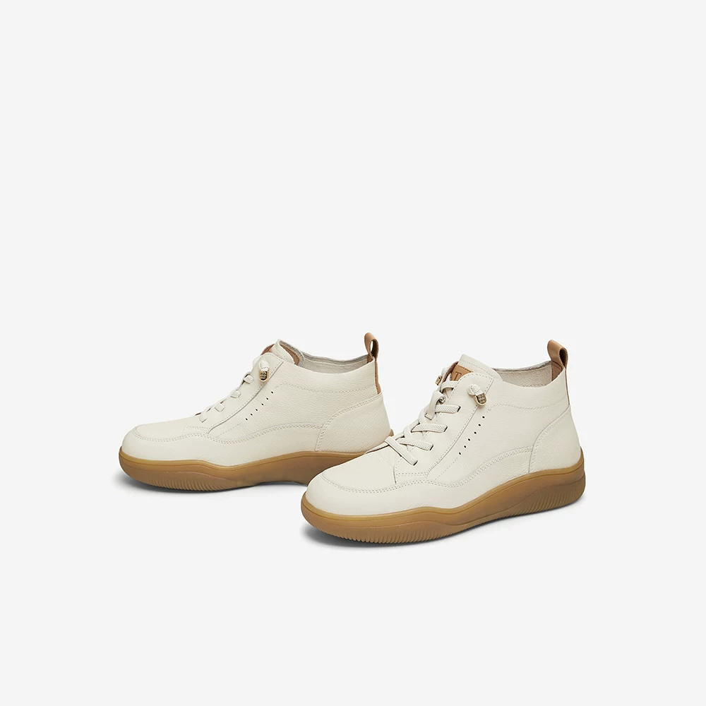 Giày cao cổ nữ phong cách Pháp giản dị TATA, bốt da ngắn đi làm, giày mùa đông mới 7D641DD4