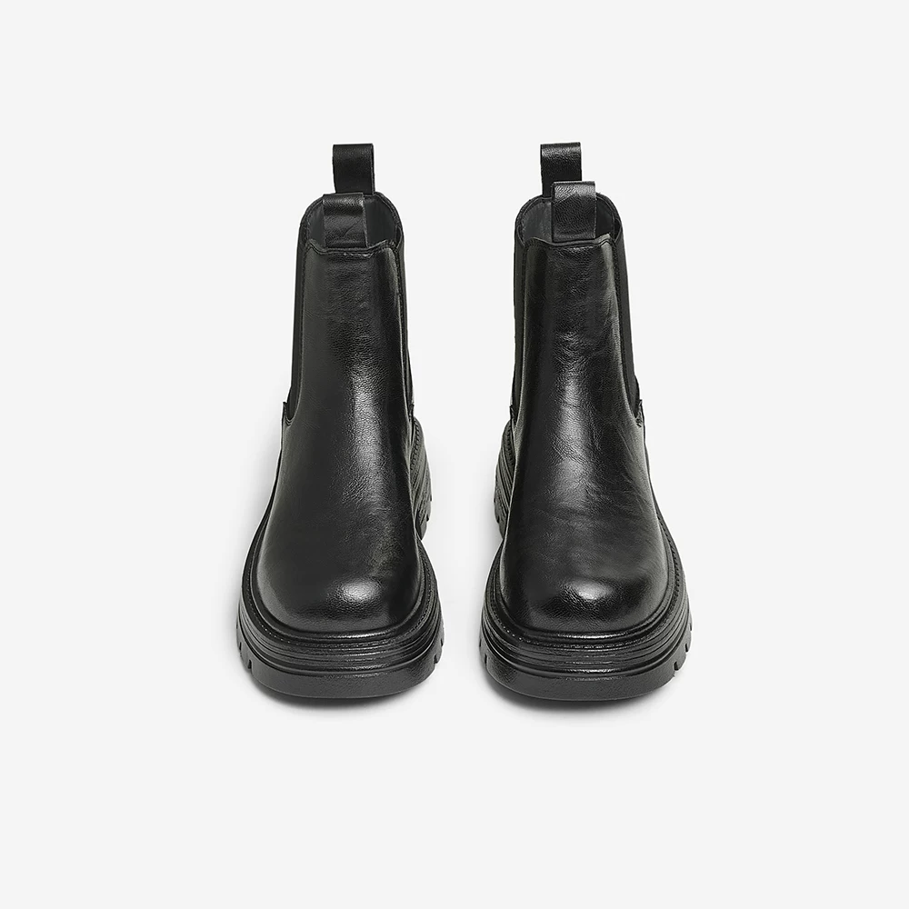 TATA Giày Chelsea Boots đế dày của Anh Giày bốt nữ hình trụ Giày bốt ngắn Giày mùa đông mới CYQ01DD4