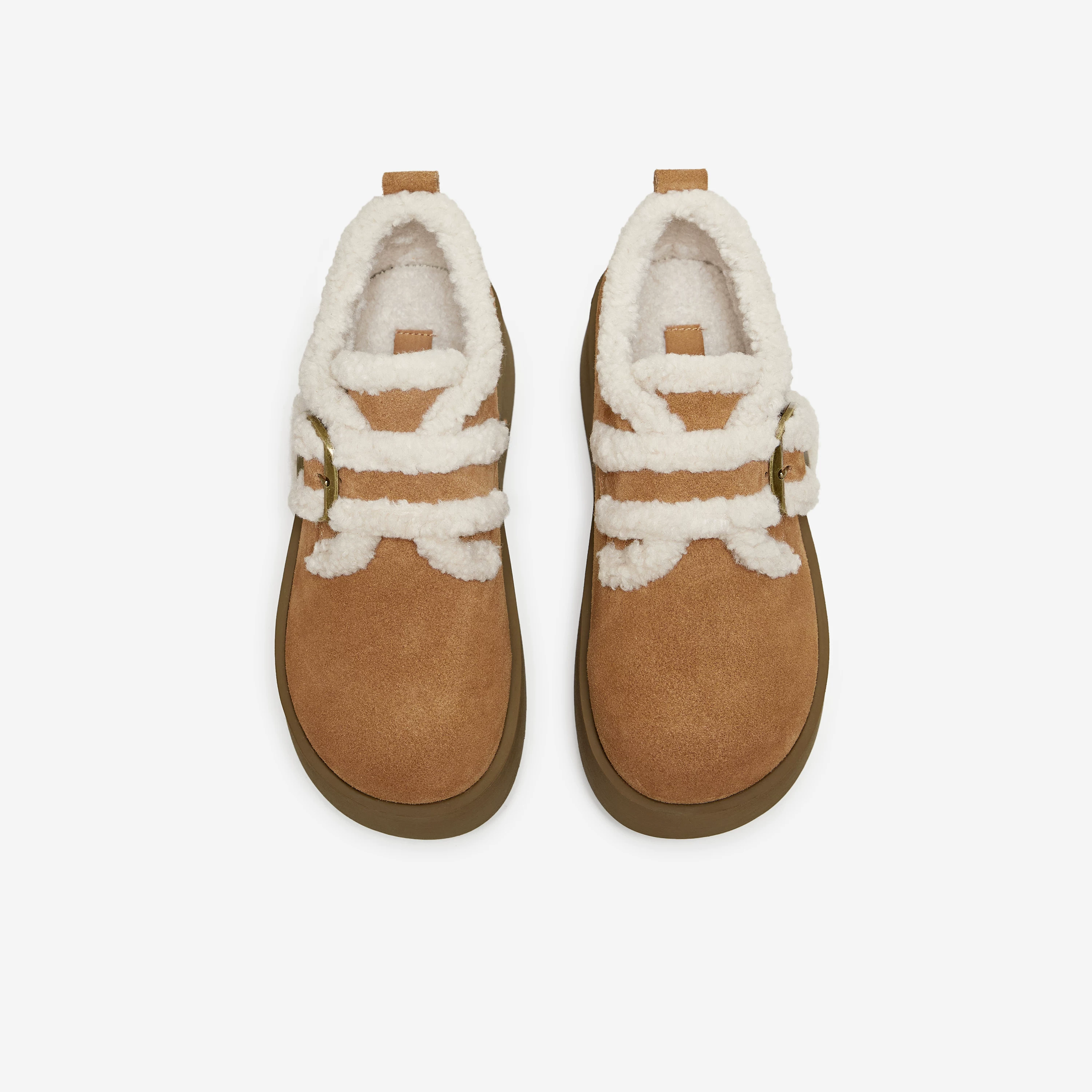 Giày Nữ TATA 2025 Mùa Đông Mới Giày Cotton Đế Dày Đa Năng Nữ Birkenstock Giày Lông Xù CMC02DM5