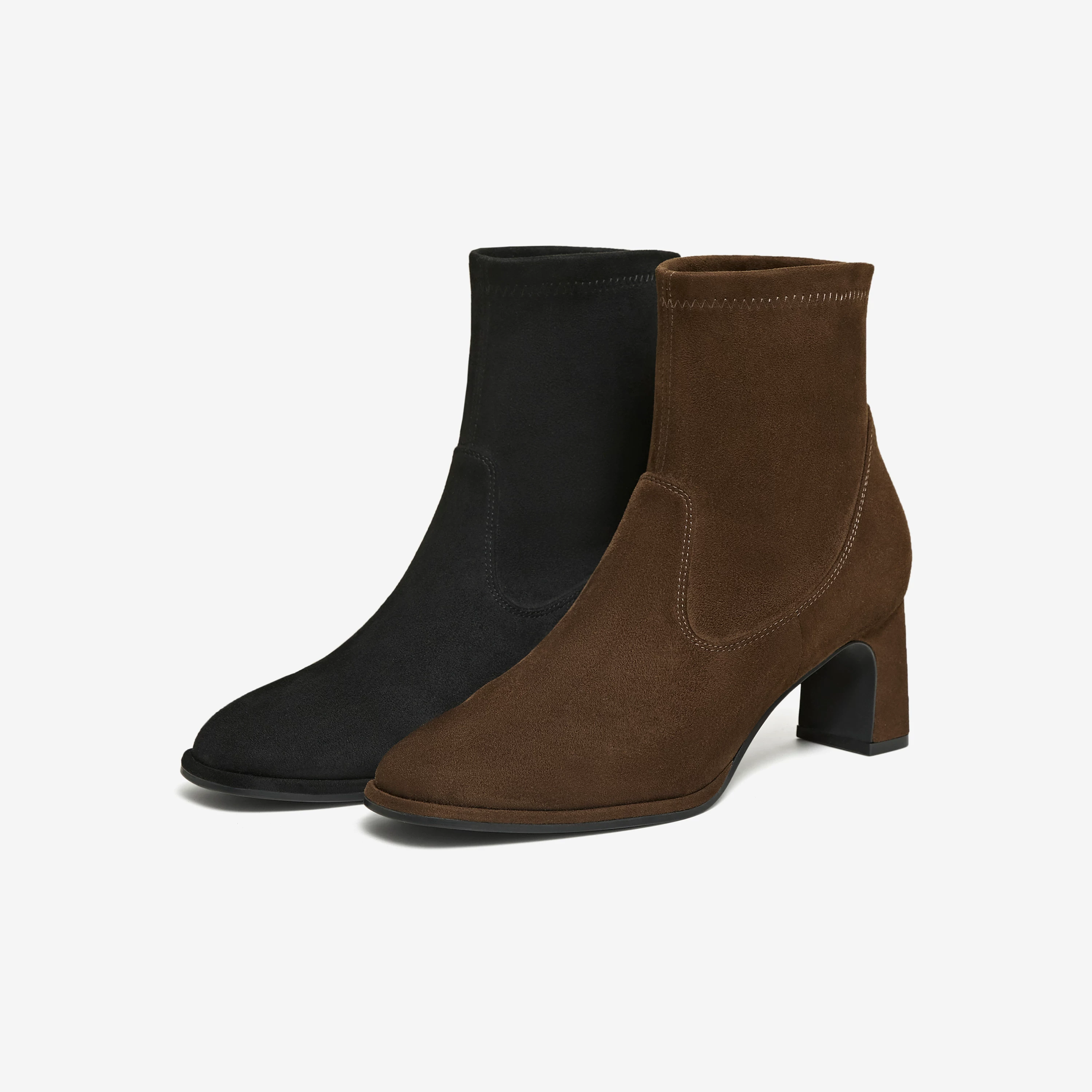 TATA giày bốt của anh ấy 2025 mùa đông giày bốt thời trang mới giày cao gót nữ giày bốt đa năng màu đen co giãn JYC01DD5