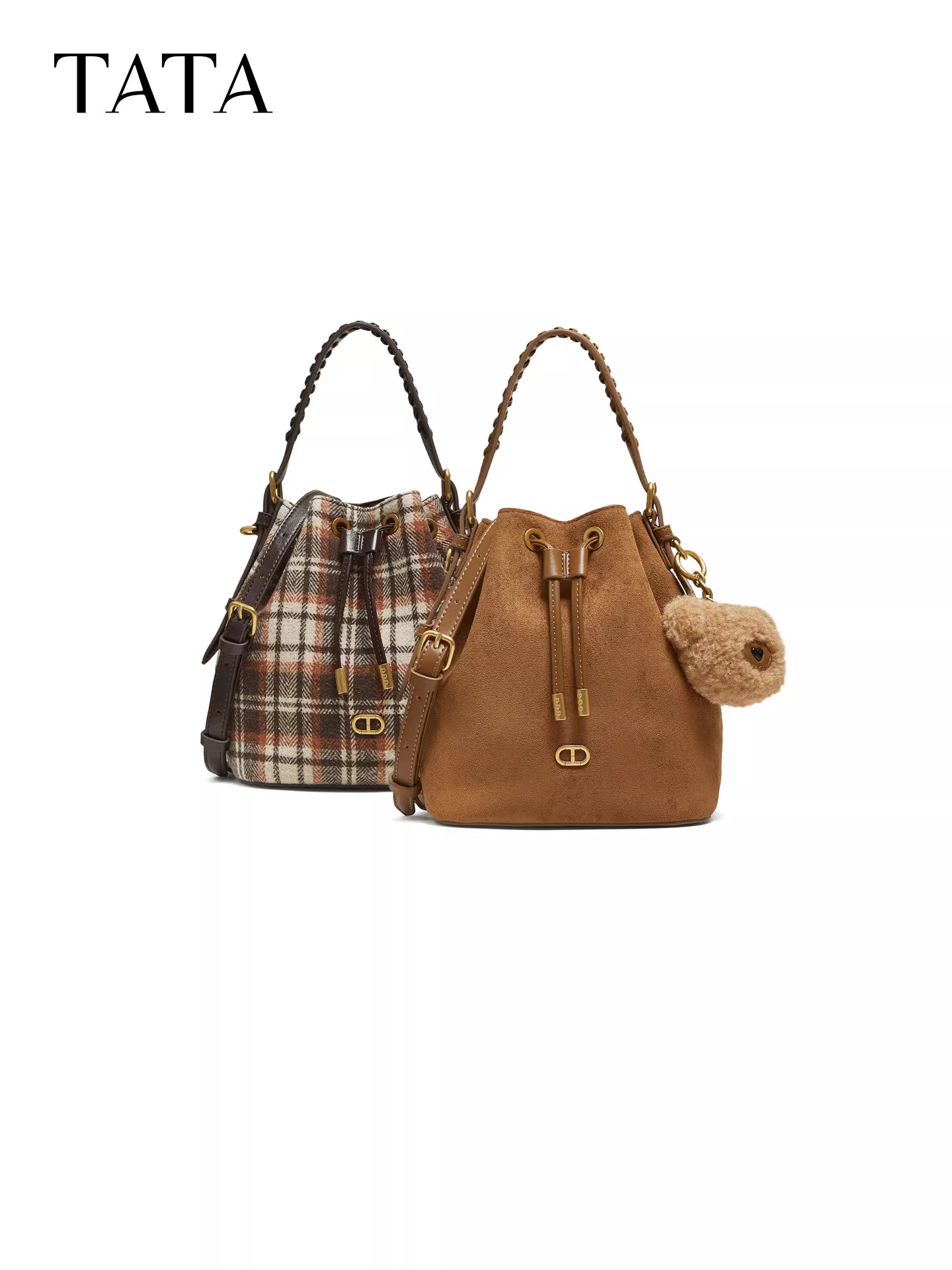Túi xách nữ TATA 2025 Mùa Đông Mẫu mới Thời trang Đa năng Túi đeo tay chất liệu dệt kiểu xô X3524DX5