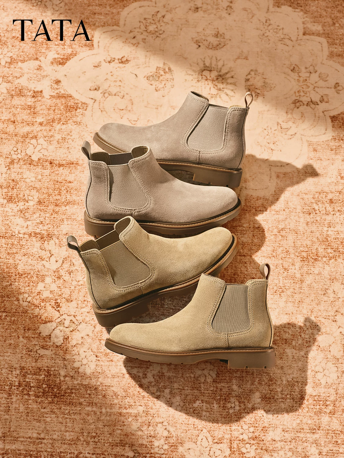 Giày Chelsea nam TATA mùa đông 2025, kiểu Anh, đa năng, cổ thấp, mã VQB01DD5