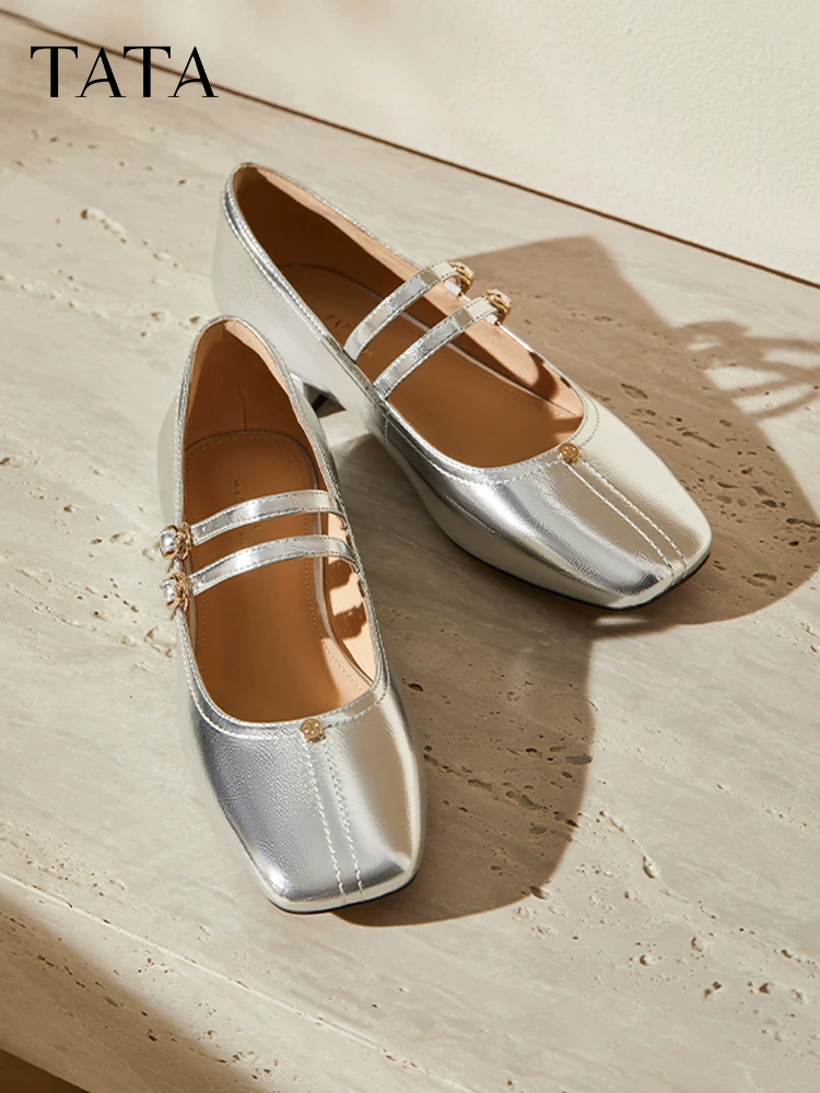 Giày Nữ TATA Galaxy Dream 2025 Giày Mary Jane Bạc Thời Trang Mùa Đông Mẫu Mới XTU01CQ5