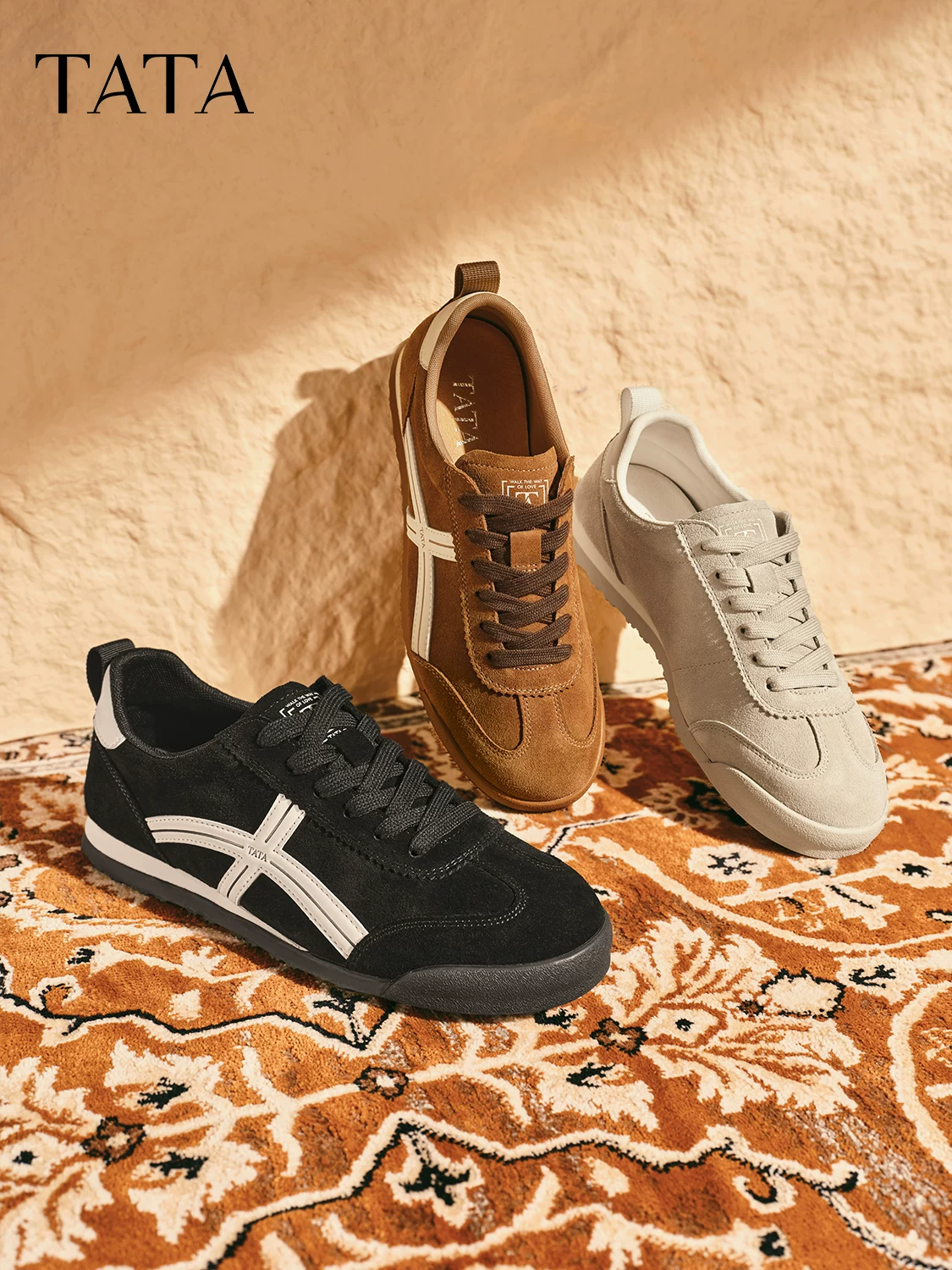 Giày nam TATA 2025 mùa đông mới đa năng, giày thường ngày phong cách retro đế dày, giày buộc dây PGM01CM5