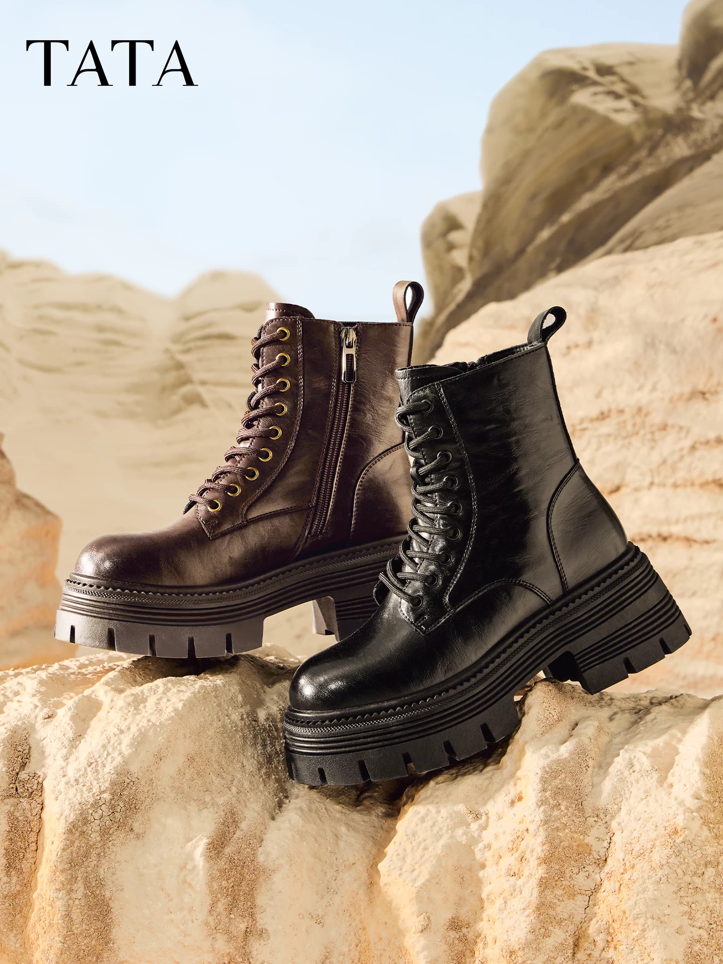 Giày bốt TATA He She Cruiser Giày nữ Giày đi làm Giày bốt Martin nhiều lớp lót lông cừu Giày bốt ngắn phong cách Anh Quốc CG801DD5