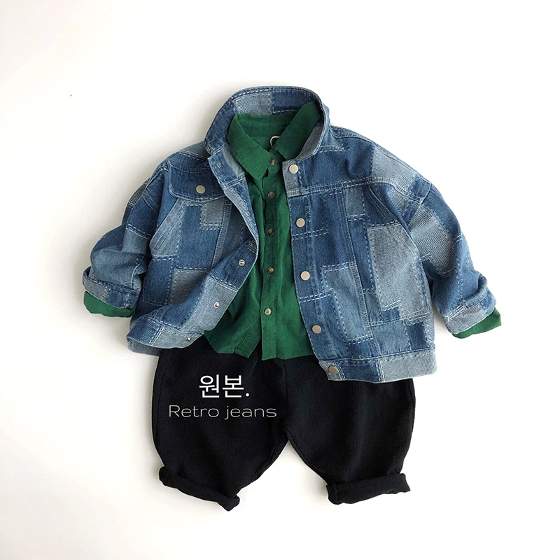 Rất khuyến khích: Cực kỳ yêu thích mẫu này~ Chất liệu denim cá tính và sành điệu~ Áo khoác xuân thu mới cho trẻ em Hàn Quốc dành cho bé trai và bé gái, hợp thời trang và sành điệu.