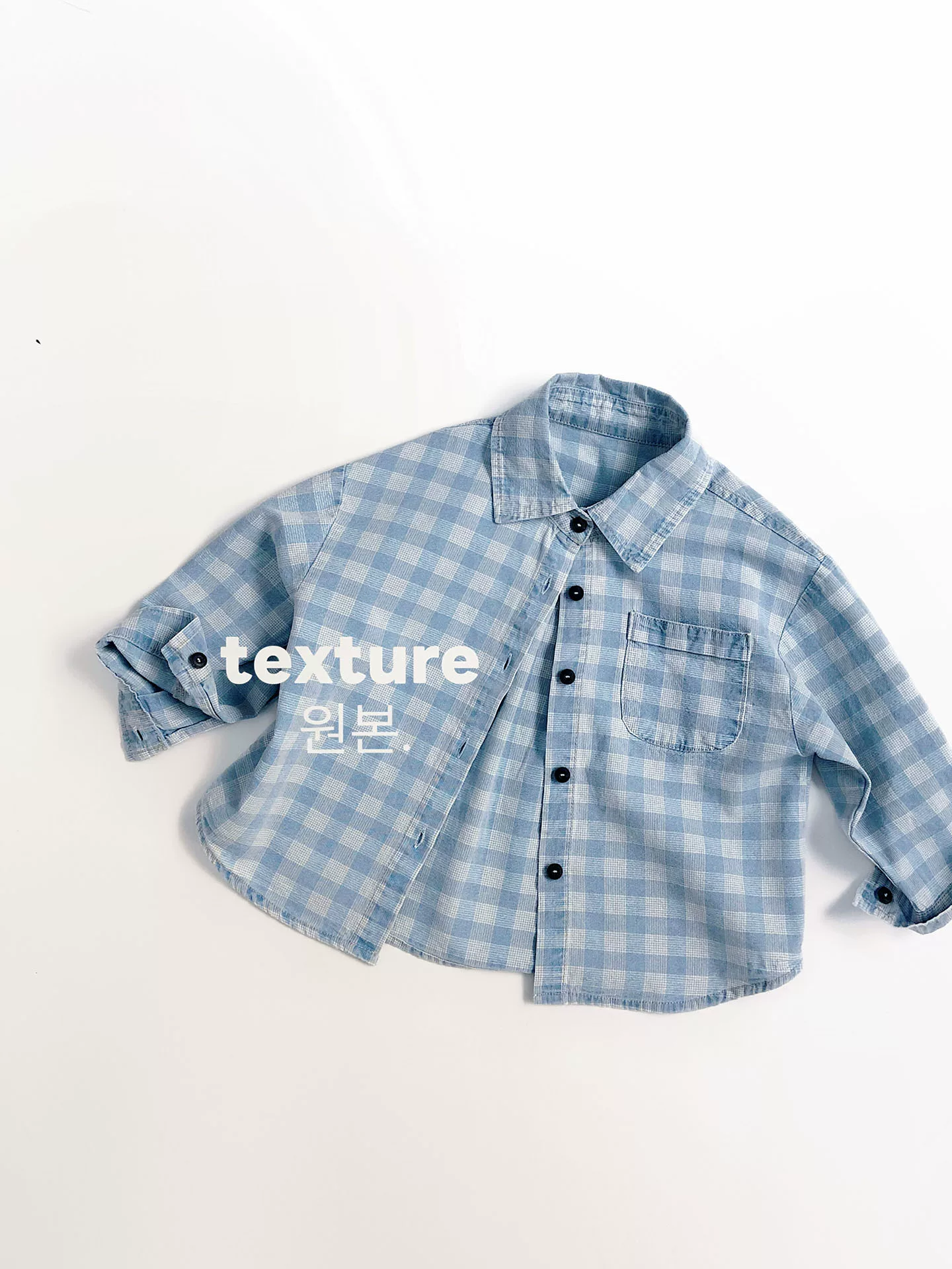 Chất lượng cao~bền bỉ~phong cách Hàn Quốc mùa xuân thu Áo sơ mi kẻ sọc xanh cotton nguyên chất cho trẻ em, áo khoác denim dài tay rộng rãi cho bé trai và bé gái