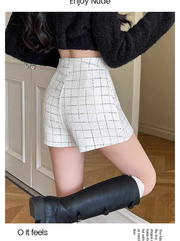 Quần short kiểu Chanel dành cho nữ, quần váy xẻ tà mùa thu đông, kiểu dáng hai mảnh, quần váy rất xinh, quần Martin cạp cao.