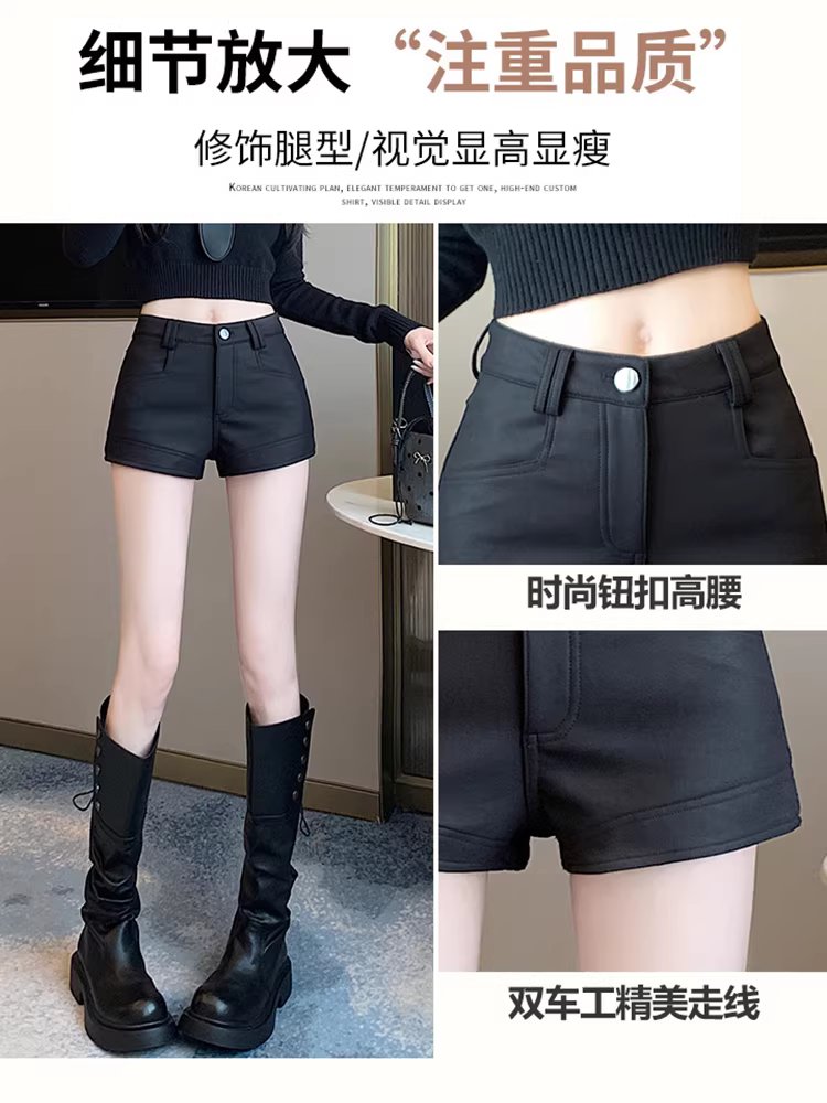 Quần short đen nữ, quần mùa xuân thu, quần lửng, kiểu dáng mới thịnh hành 2025, quần legging ôm sát, quần short ngắn, quần short kiểu bootcut.