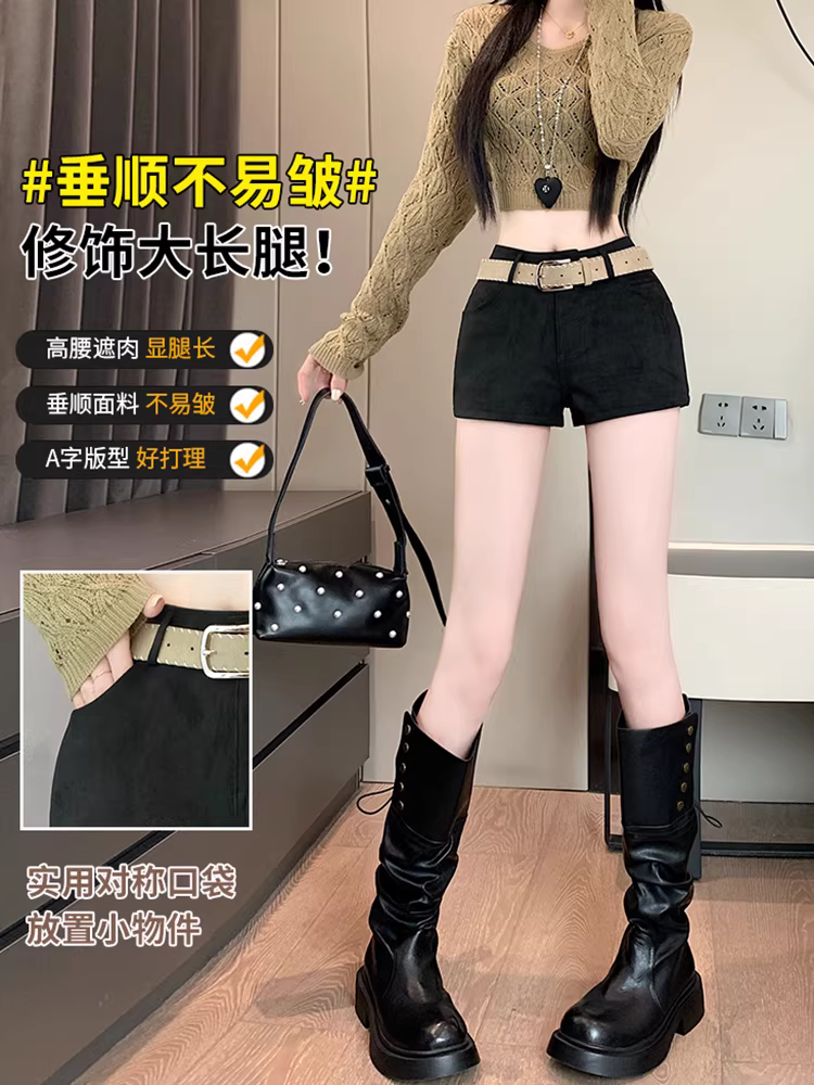 Quần short nhung da nai nữ, quần kaki thu đông, quần legging bó sát lưng cao, quần short ngắn, quần short bốt, quần short da