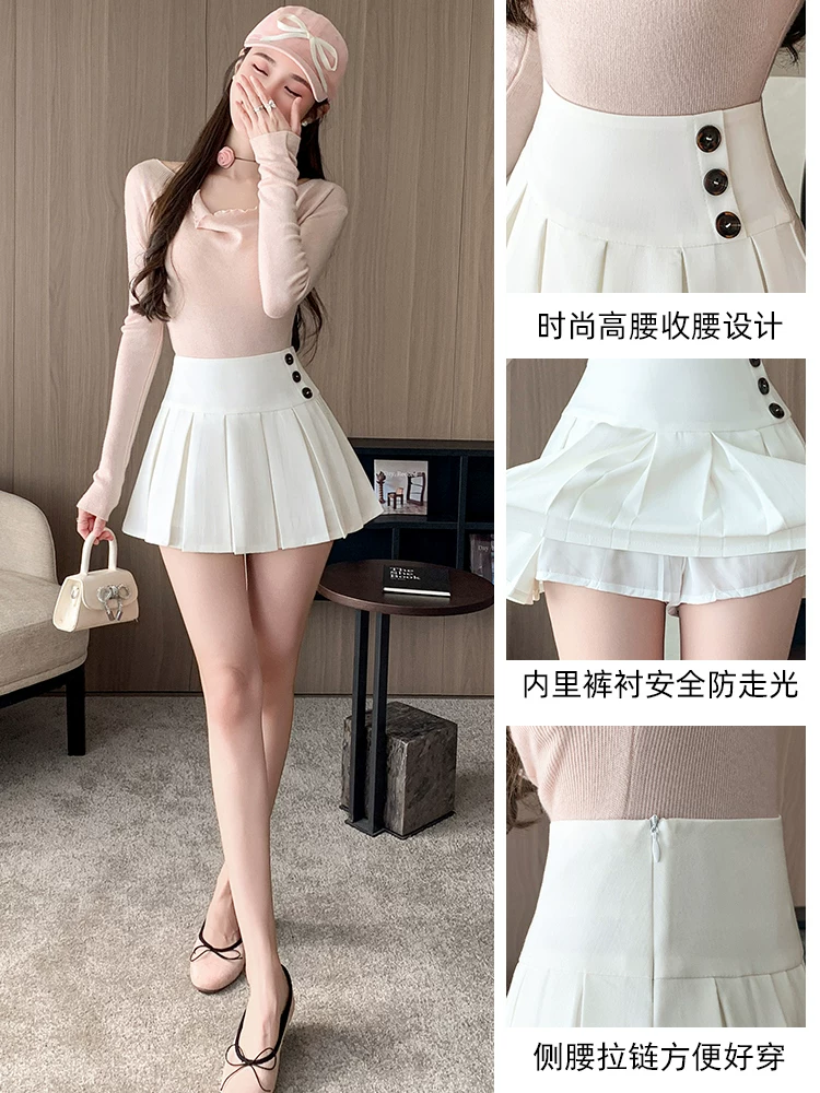 Váy xếp ly màu xám, váy chữ A xuân hè dành cho nữ, váy nhóm nữ, váy JK lưng cao, váy dù, váy mini gợi cảm