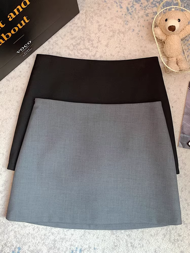 Váy công sở màu xám dành cho nữ, kiểu mới xuân hè 2025, chân váy bút chì, chân váy công sở, chân váy siêu ngắn.