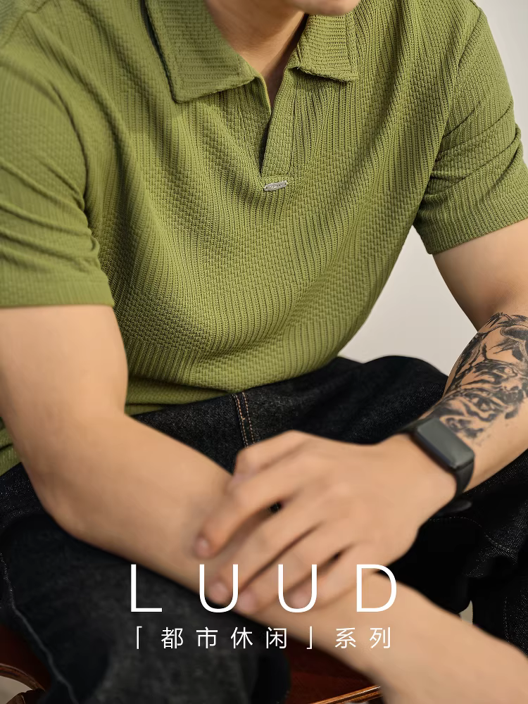 Áo polo dệt kim họa tiết LUUD dành cho nam, thương hiệu hợp thời trang mùa hè, áo thun giản dị phong cách lười biếng, áo polo cổ bẻ thoáng khí