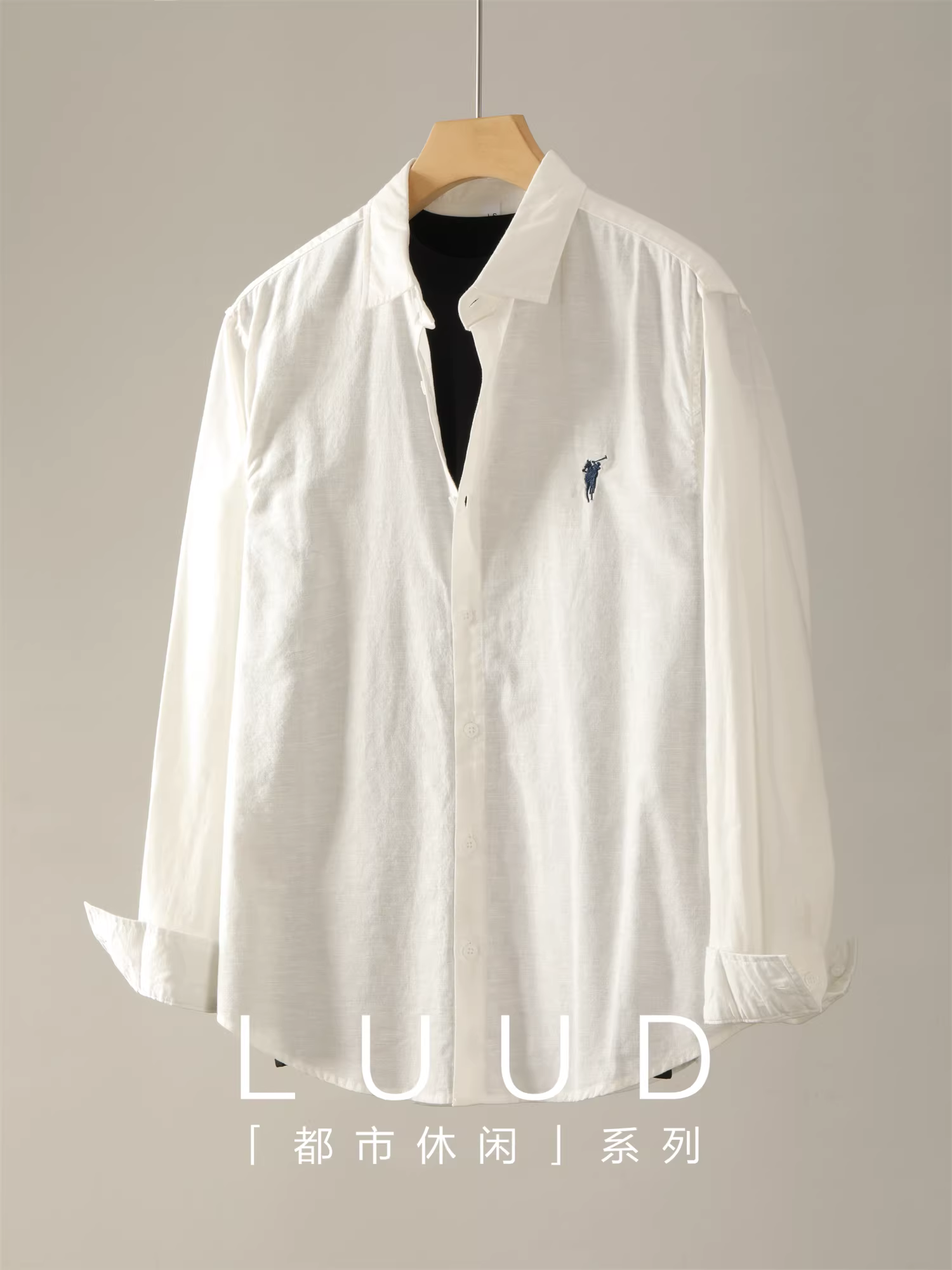 Áo sơ mi dài tay thêu họa tiết hiệp sĩ mùa thu phong cách cổ điển, chất liệu cotton linen, dành cho nam, kiểu dáng thoải mái và năng động.