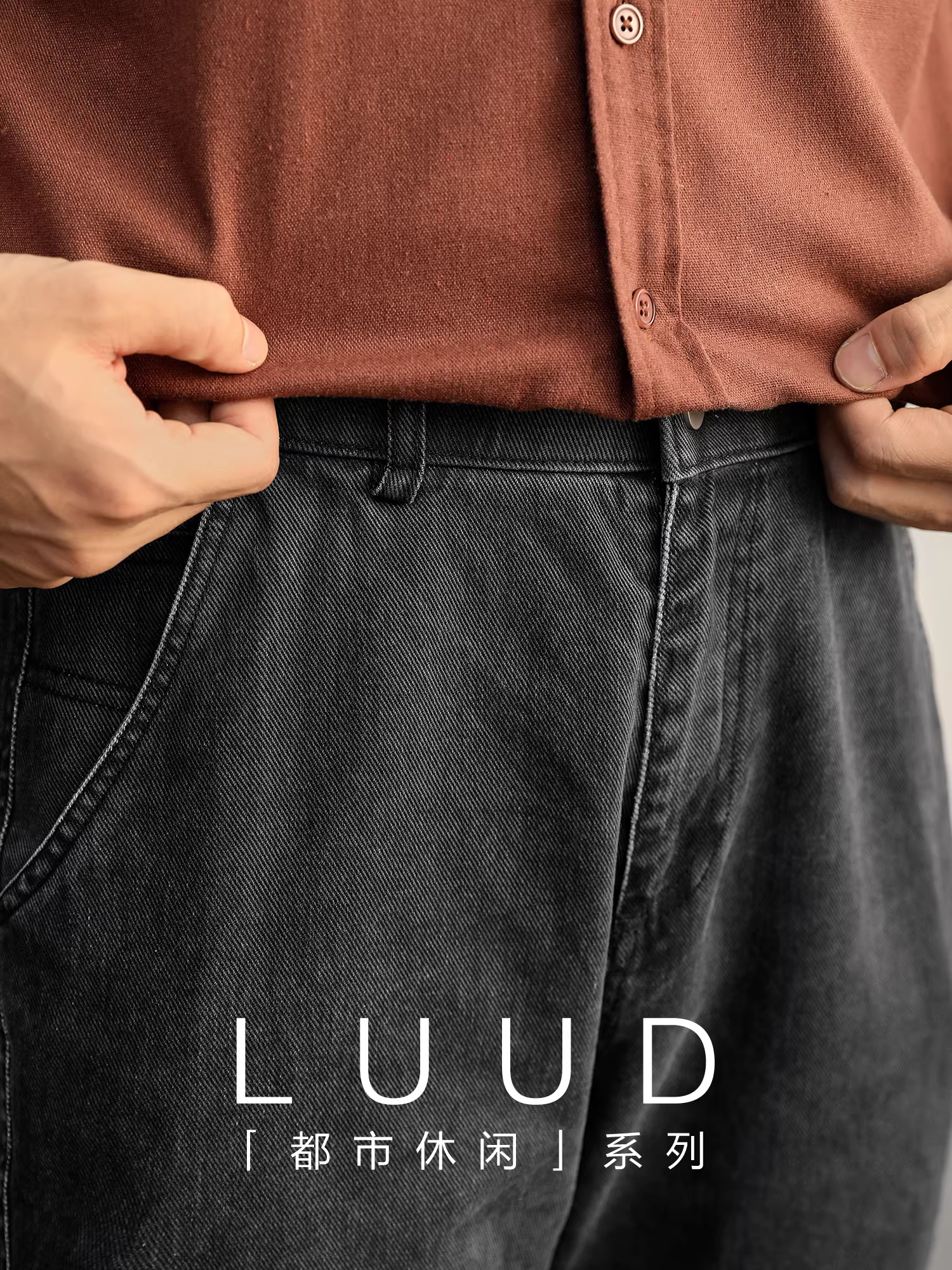 LUUD Thu Đông Nam Thời Trang Giặt Đa Năng Quần Jean Thẳng Vintage Đau Khổ 100% Cotton Quần Dài