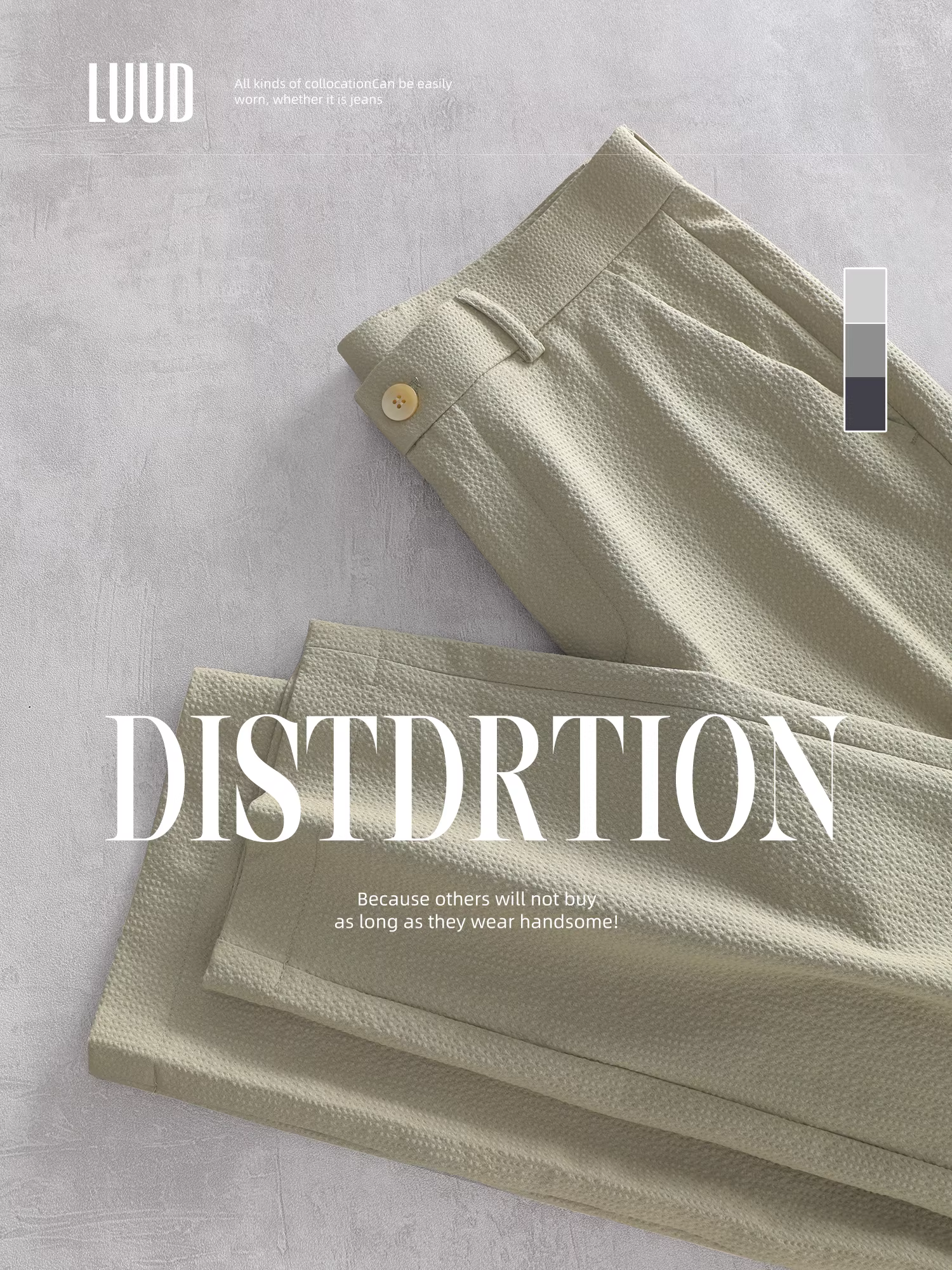 LUUD quần tây lưới bong bóng mới dành cho nam, thương hiệu hợp thời trang mùa hè, nhẹ nhàng sang trọng, quần mỏng thẳng thời trang