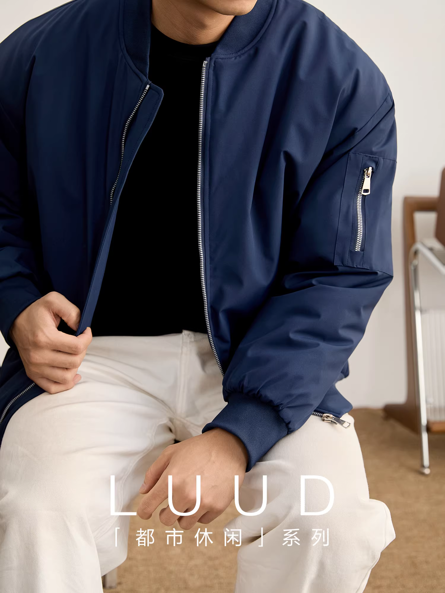 Áo khoác bomber có đệm phong cách retro của Mỹ LUUD dành cho nam giới, áo khoác bóng chày dày dặn ấm áp mùa đông, áo khoác cotton