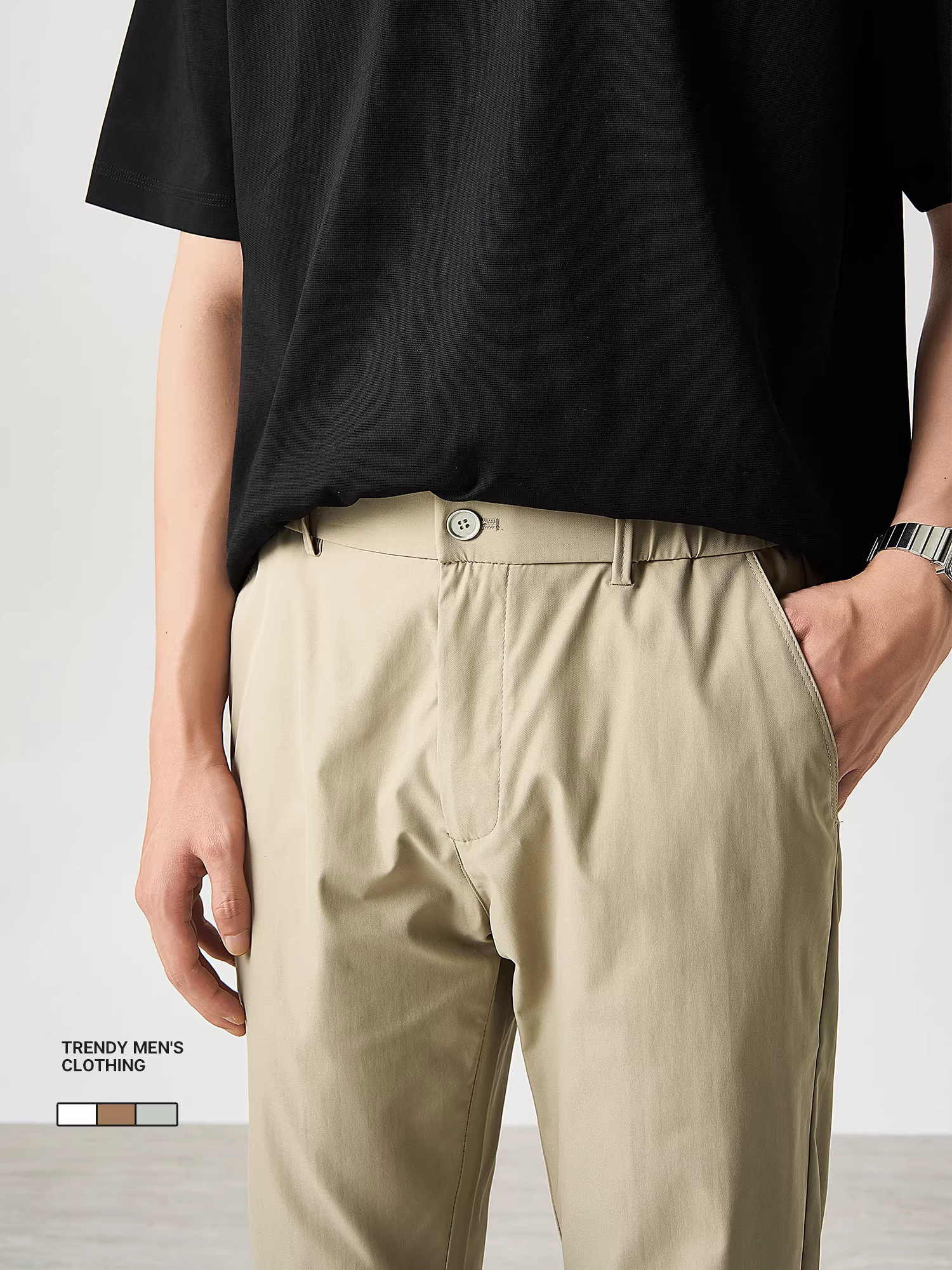 Quần tây nam LUUD drapey mát mẻ, quần tây công sở đơn giản màu trơn, quần ống côn ôm dáng đa năng dành cho nam