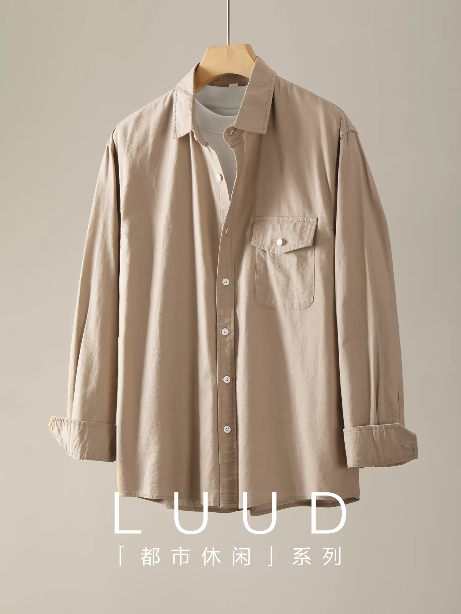 Áo sơ mi dài tay pha vải lanh kiểu Nhật Bản LUUD dành cho nam, áo sơ mi vải lanh cotton thoáng khí tối giản thời trang mùa thu